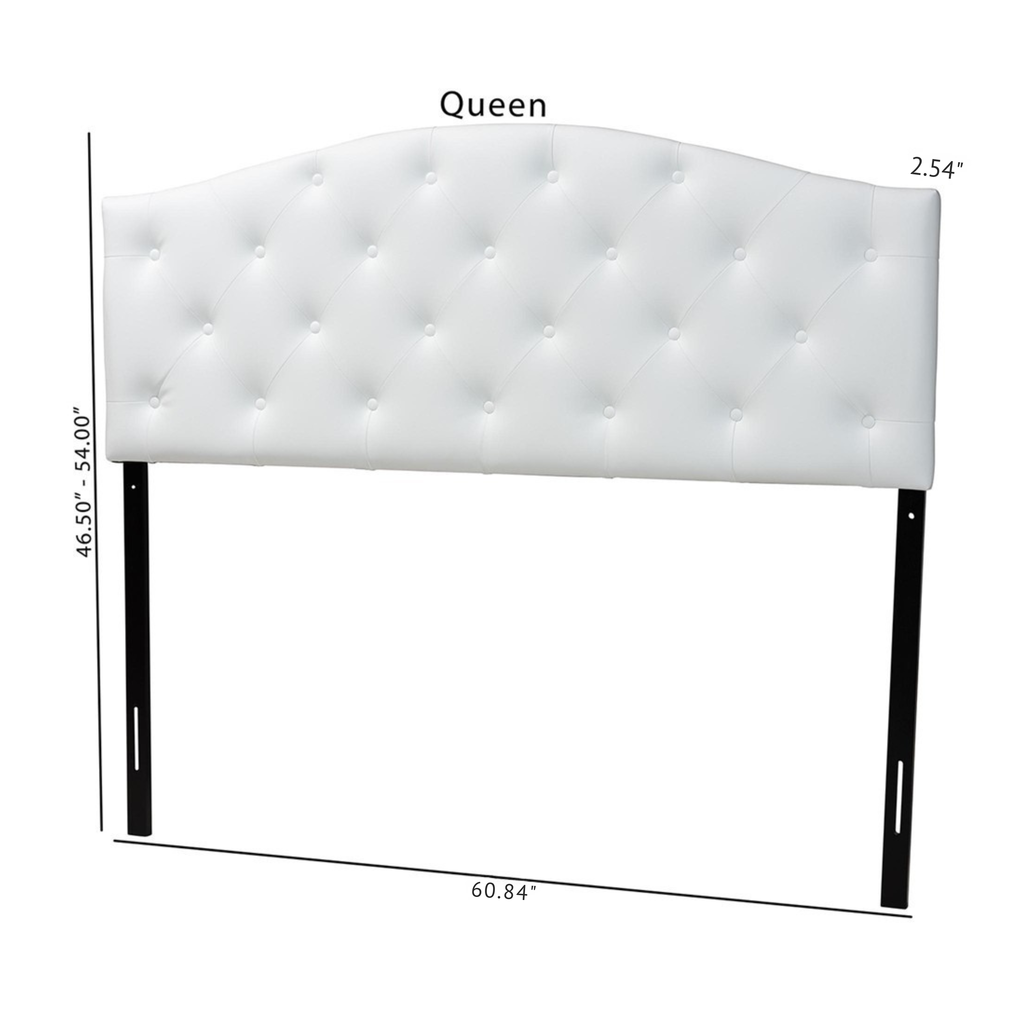 Myra Modern and Contemporary Queen Size White Faux Leather Upholstered Button-tufted Scalloped Headboard