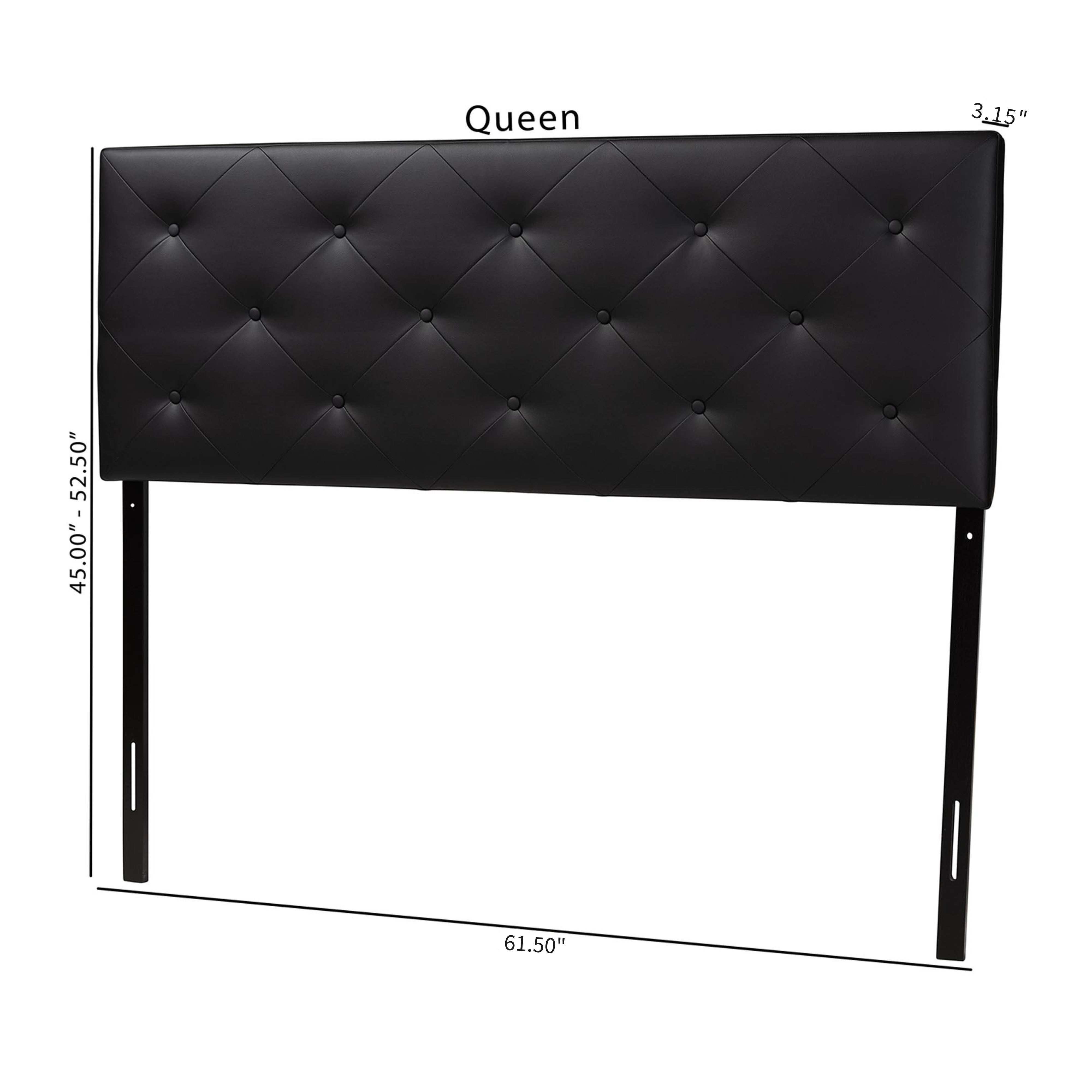 Baltimore Modern and Contemporary Queen Black Faux Leather Upholstered Headboard