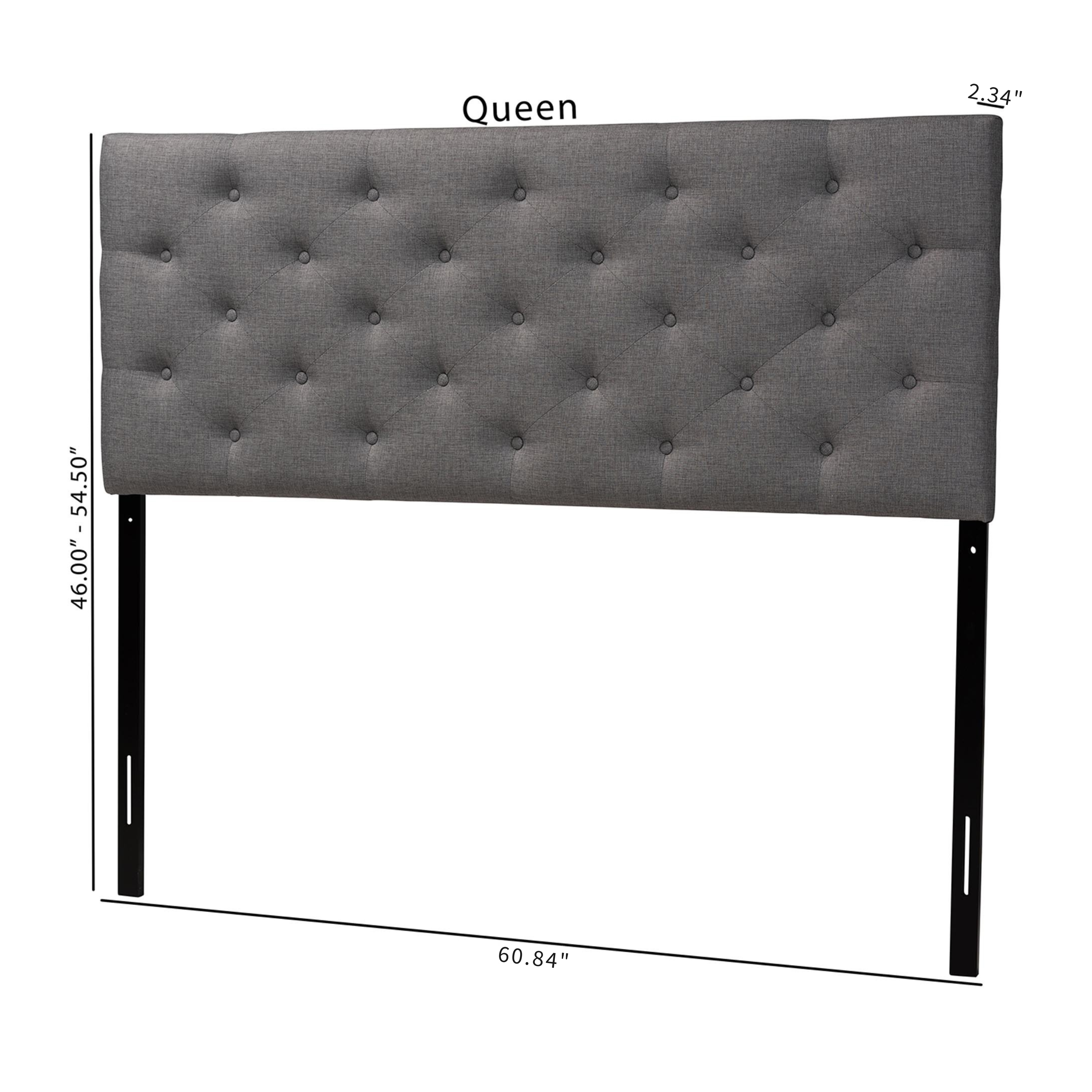 Viviana Modern and Contemporary Grey Fabric Upholstered Button-tufted Queen Size Headboard