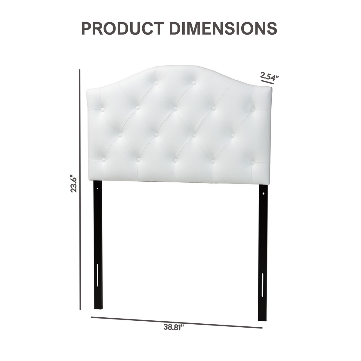 Myra Modern and Contemporary White Faux Leather Upholstered Button-Tufted Scalloped Twin Size Headboard