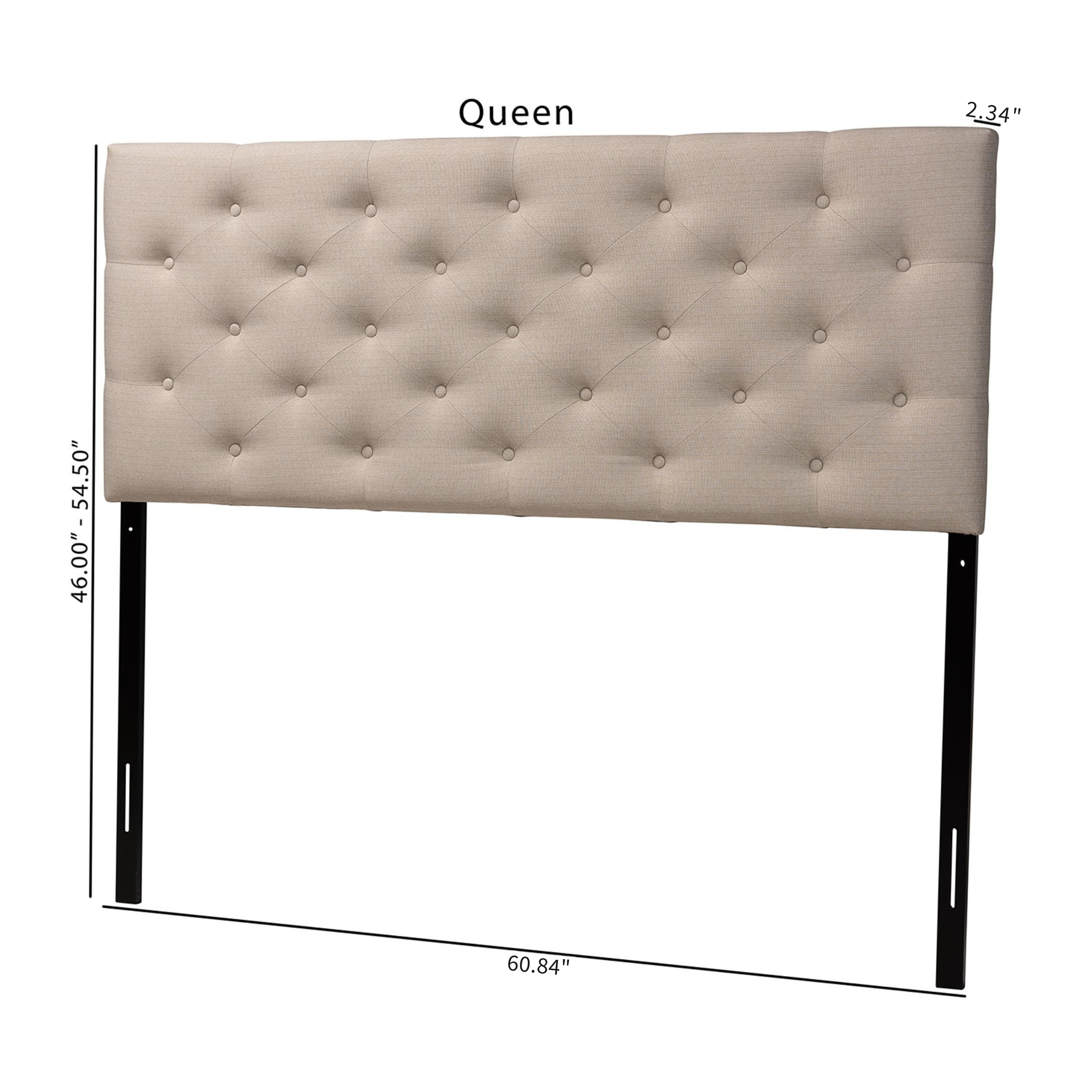 Viviana Modern and Contemporary Light Beige Fabric Upholstered Button-tufted Queen Size Headboard