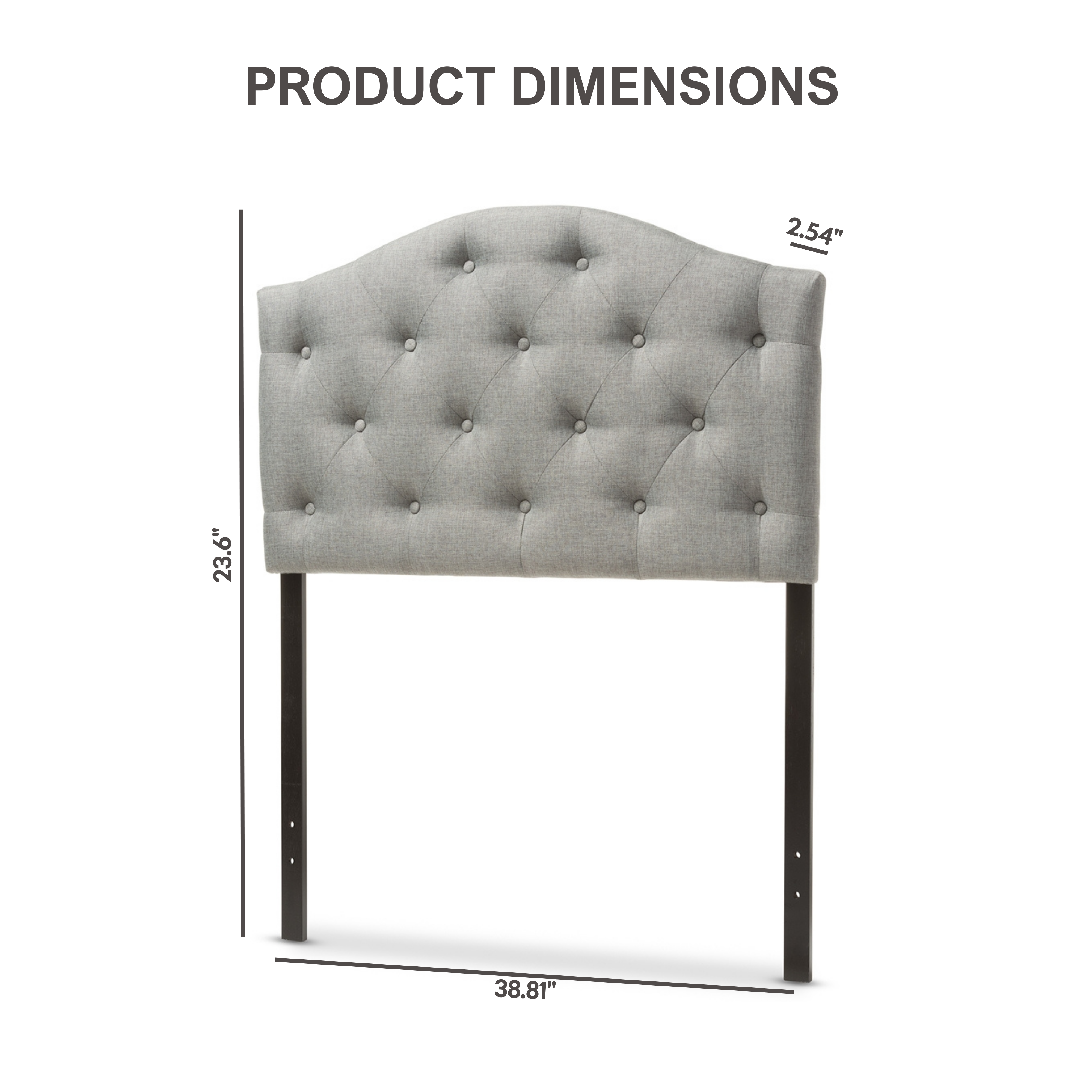 Myra Modern and Contemporary Grey Fabric Upholstered Button-Tufted Scalloped Twin Size Headboard