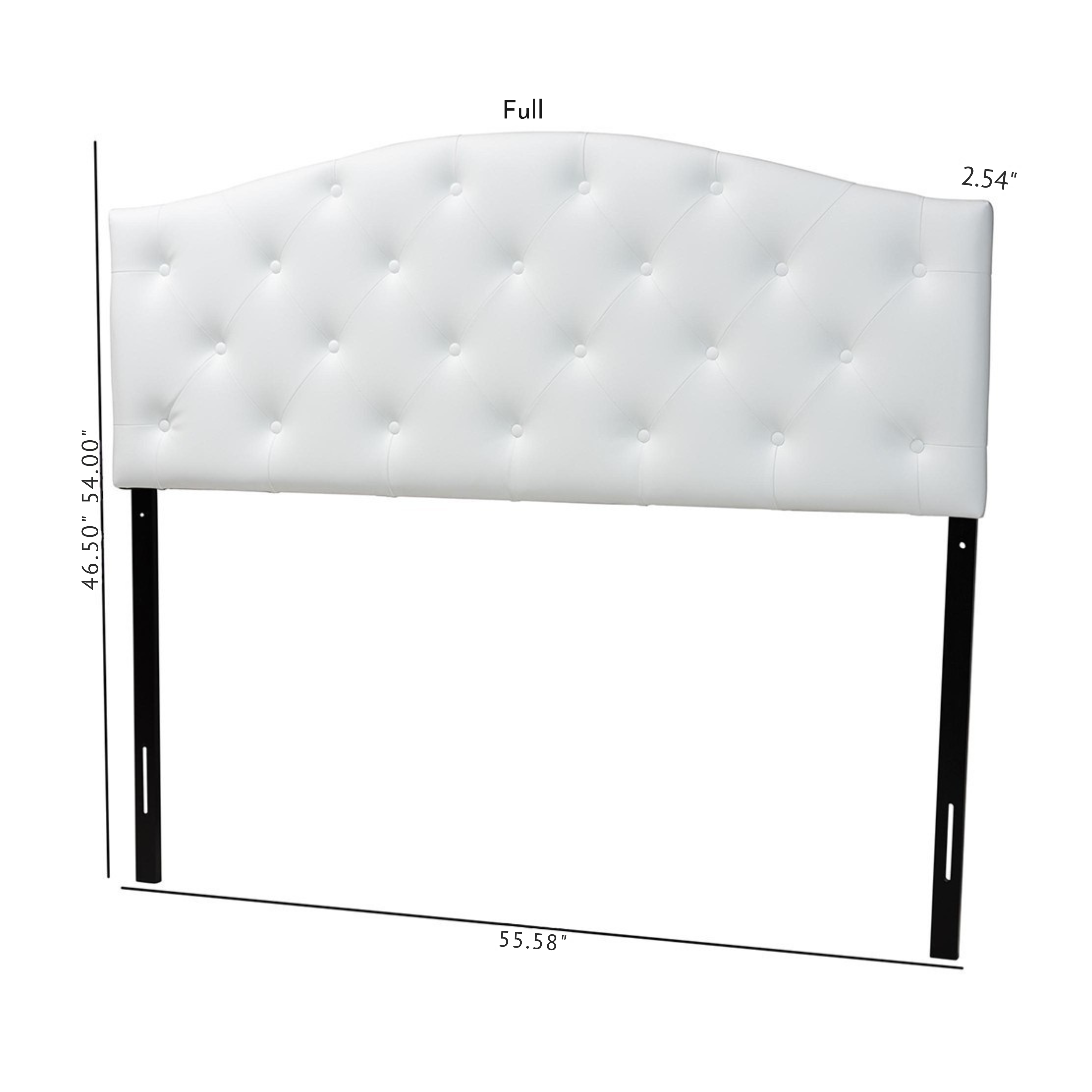Myra Modern and Contemporary Full Size White Faux Leather Upholstered Button-tufted Scalloped Headboard