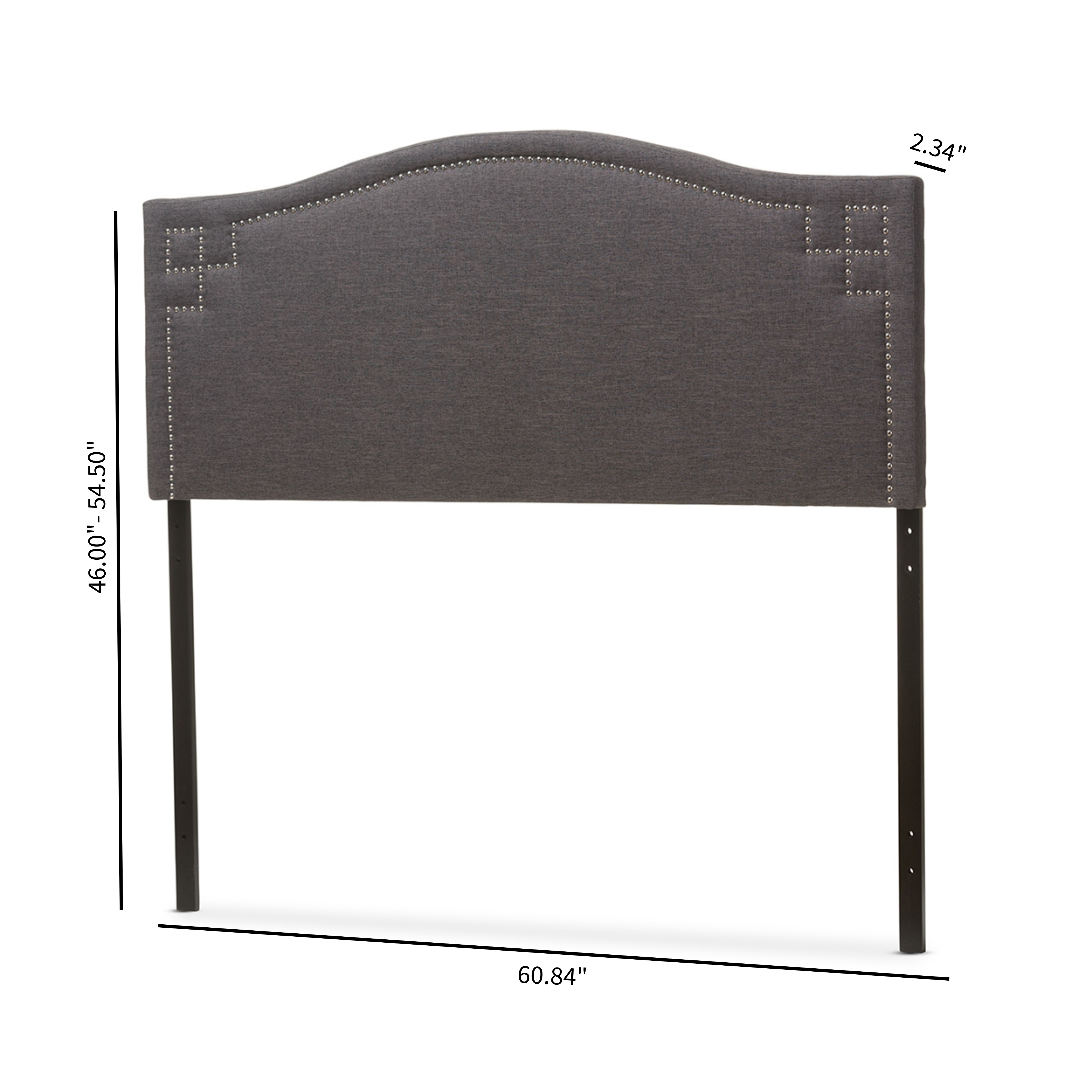 Aubrey Modern and Contemporary Dark Grey Fabric Upholstered Queen Size Headboard