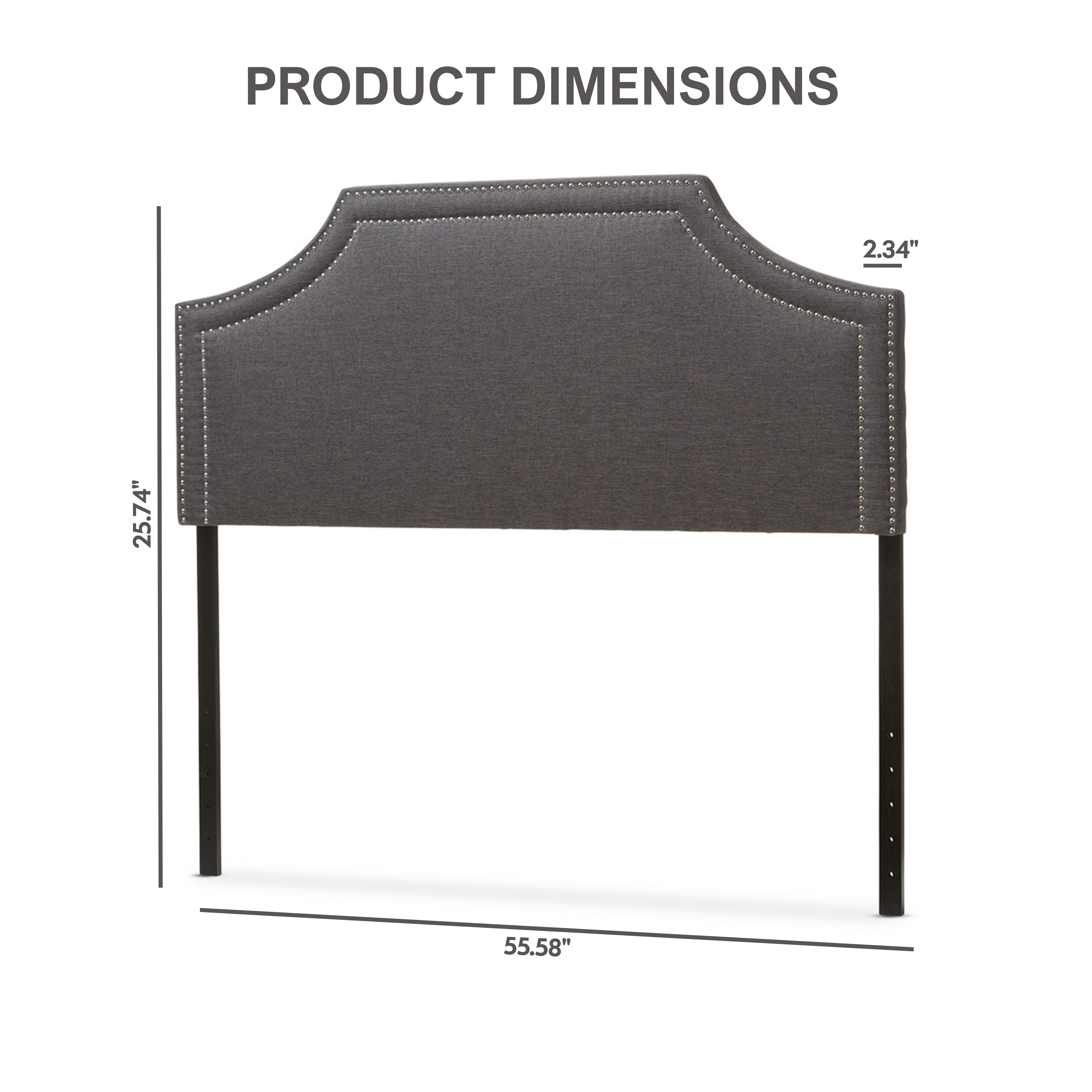 Avignon Modern and Contemporary Dark Grey Fabric Upholstered Full Size Headboard