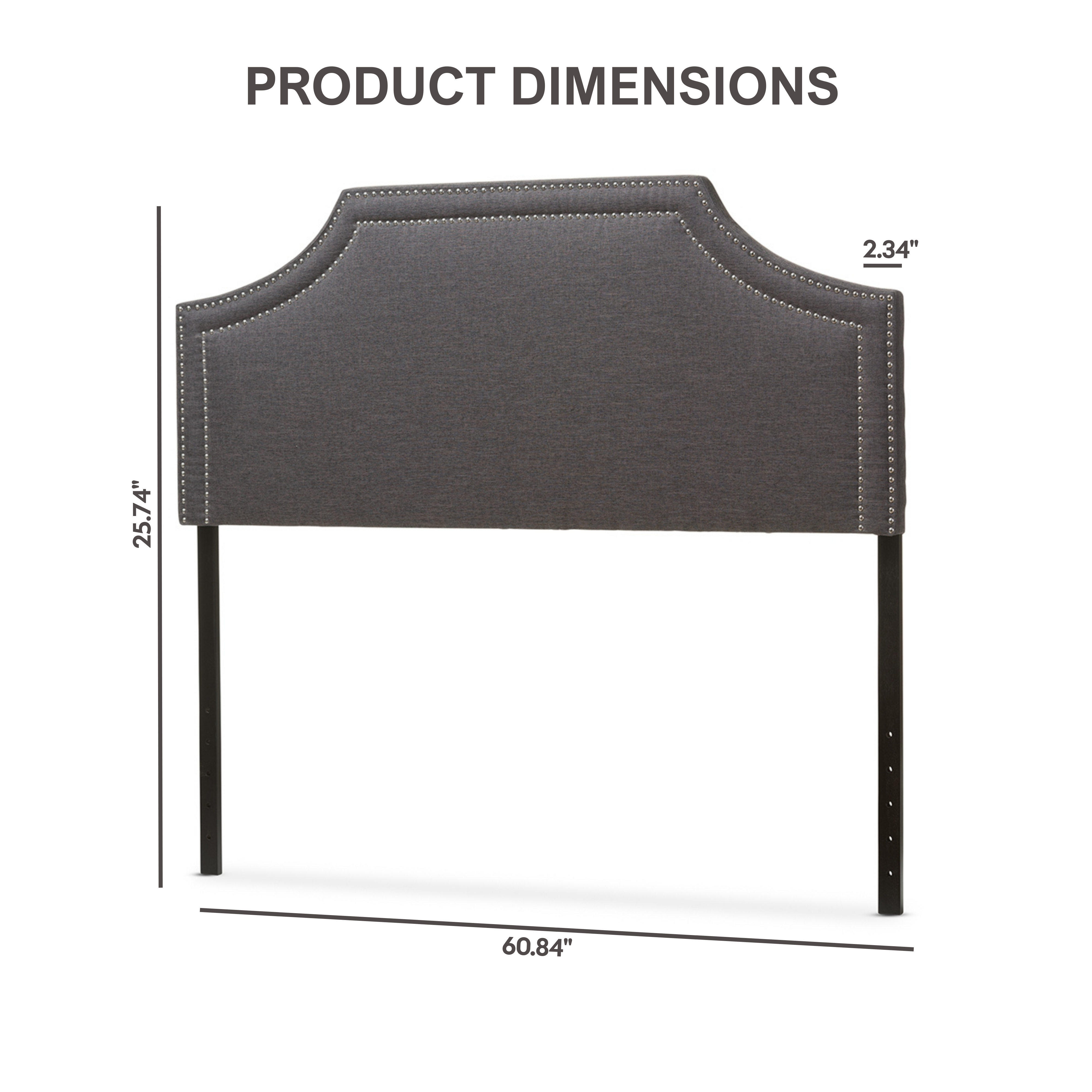Avignon Modern and Contemporary Dark Grey Fabric Upholstered Queen Size Headboard