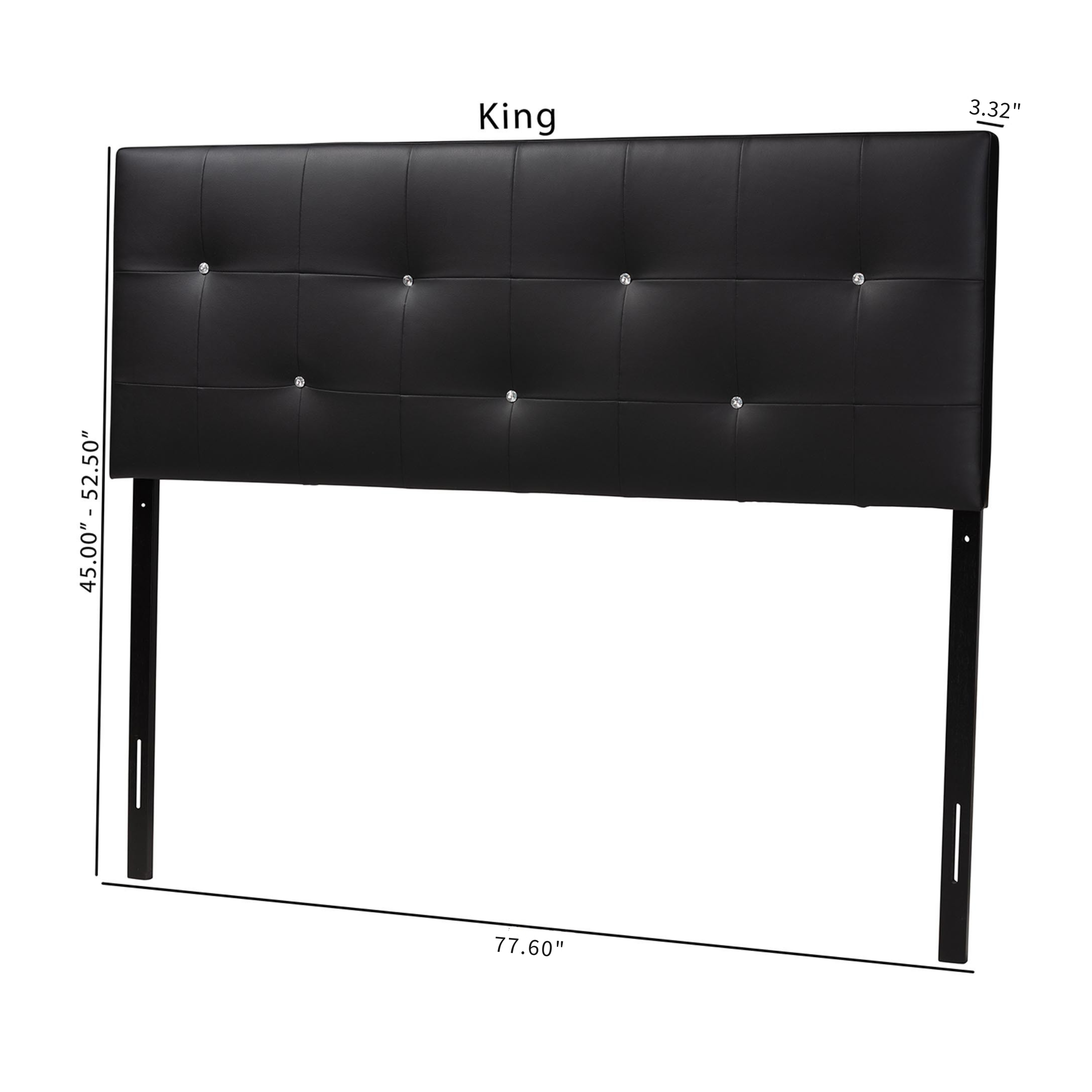 Baltimore Modern and Contemporary King Black Faux Leather Upholstered Headboard