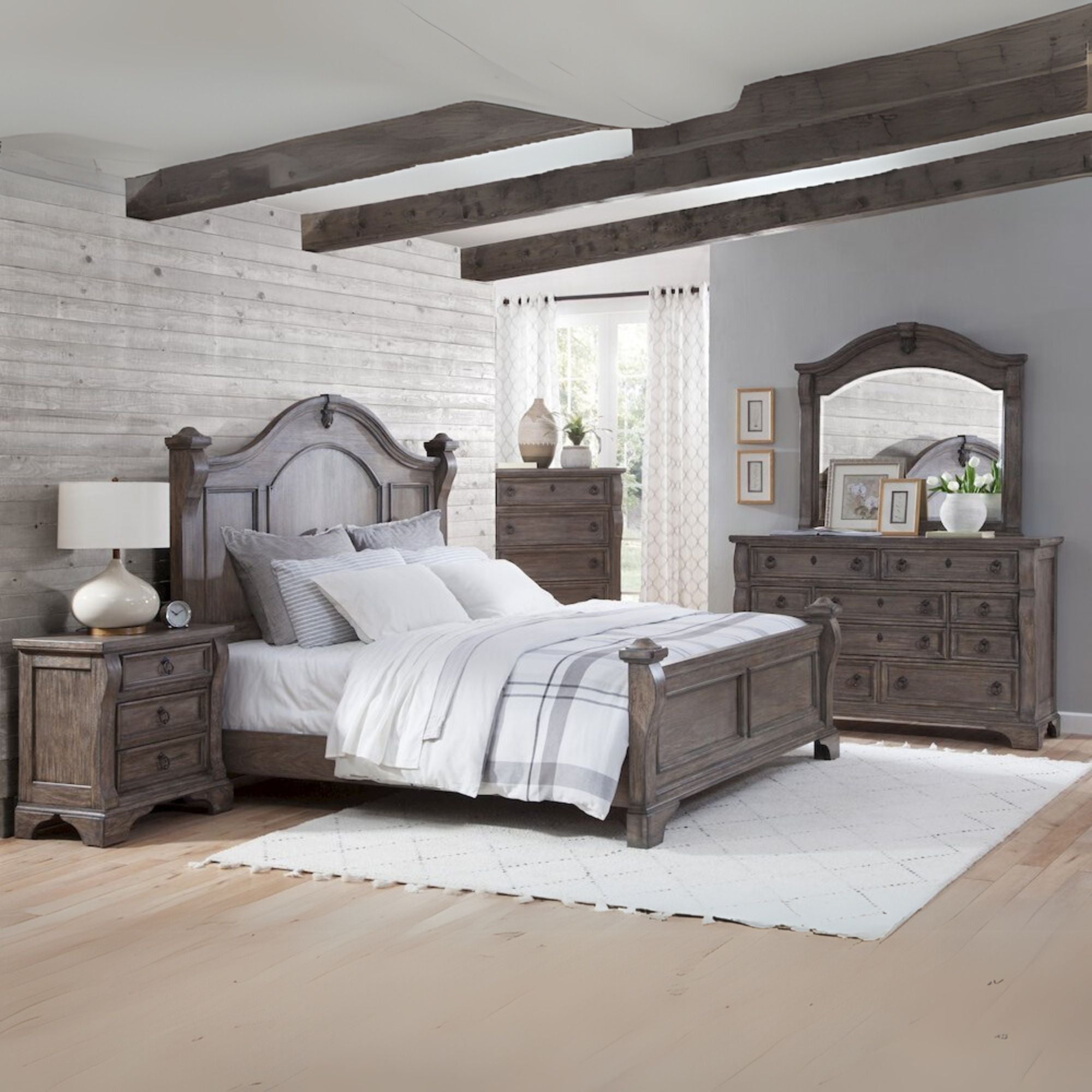 Heirloom King Poster Bed - Rustic Charcoal