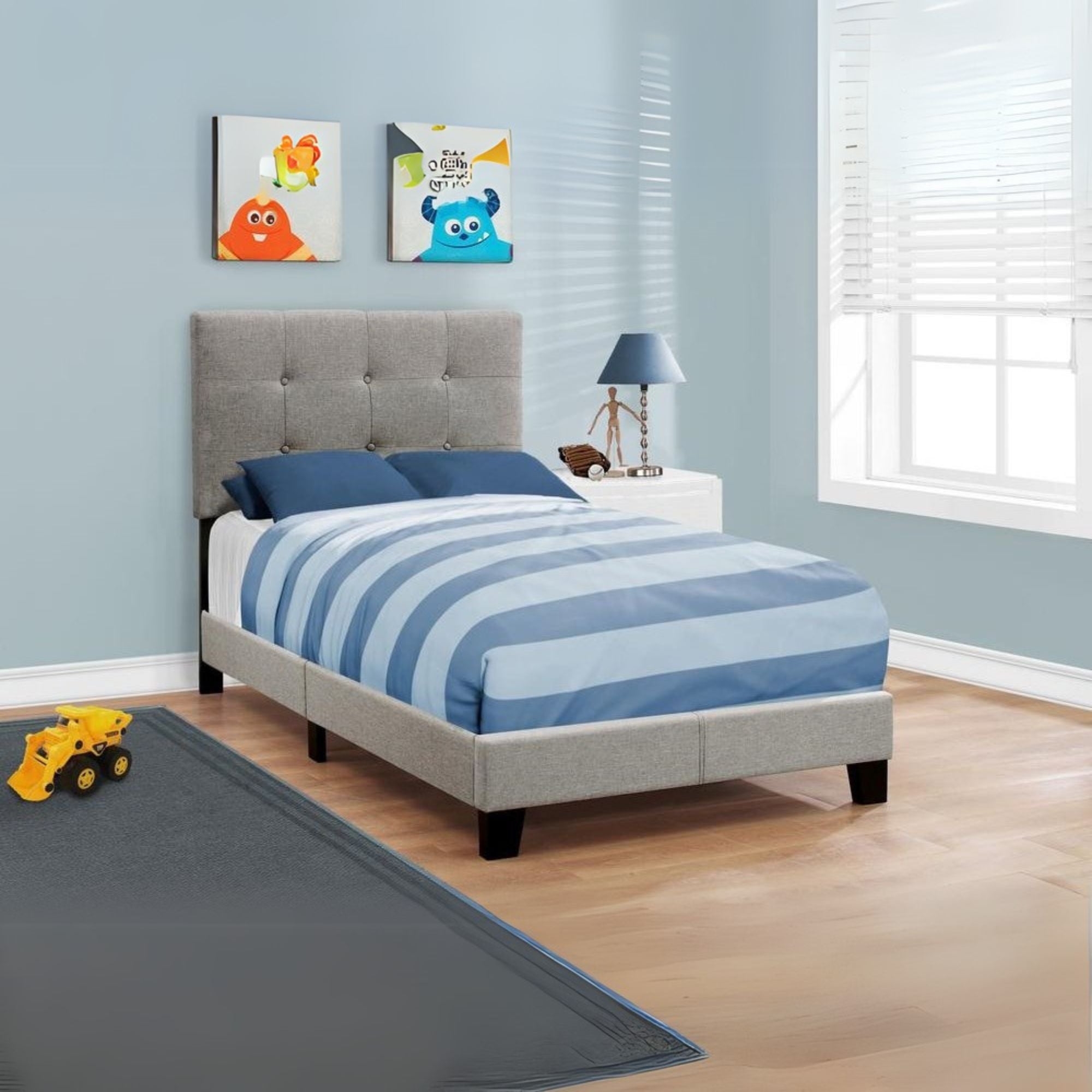 Juvenile Collection Twin Upholstered Bed Frame – Contemporary Youth Bedroom Furniture