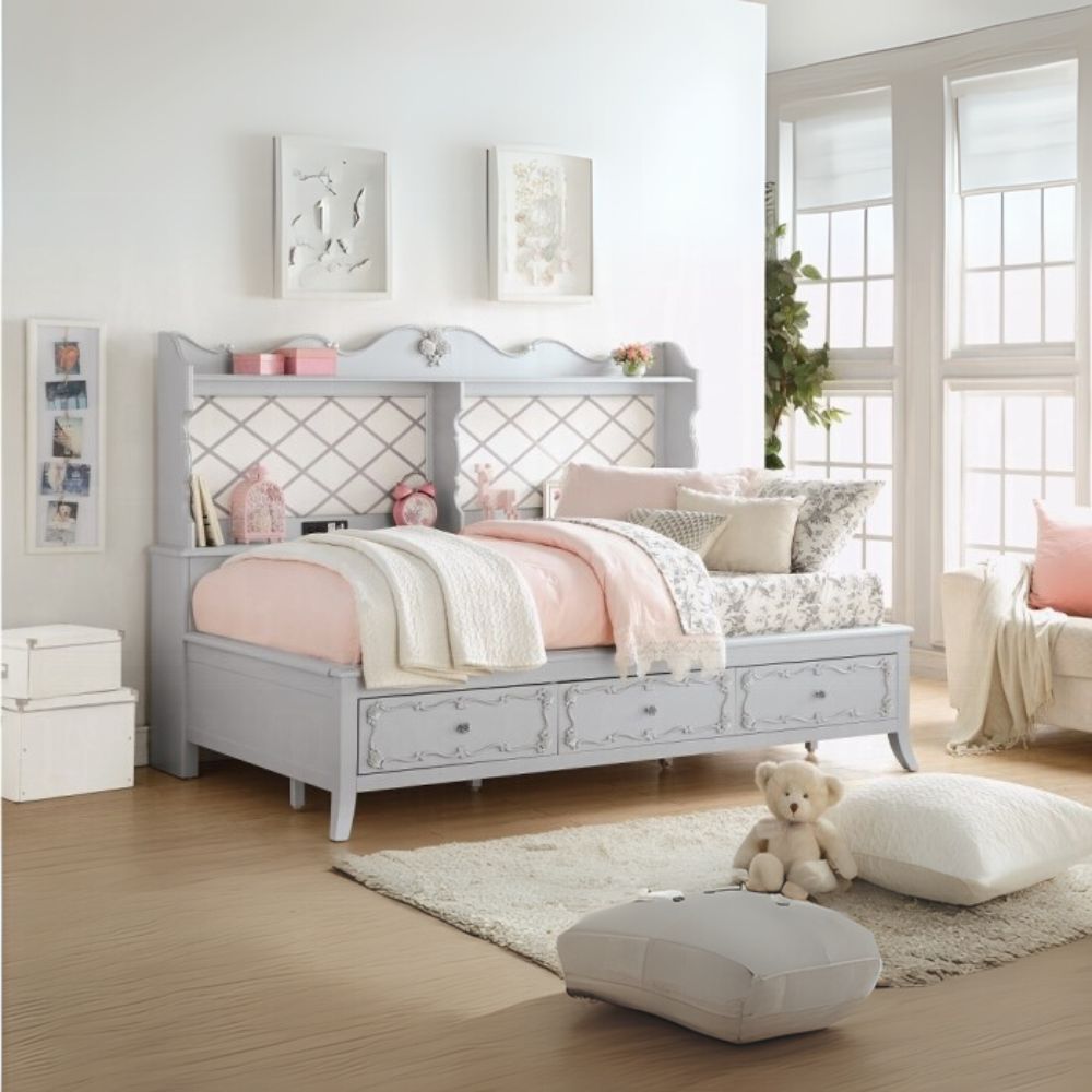 Edalene Daybed w/USB & Storage (Twin Size), Gray Finish