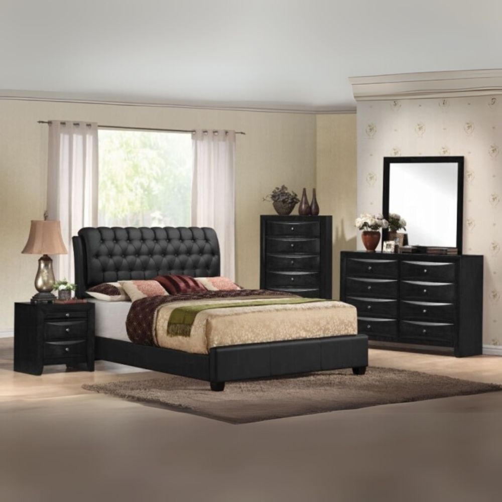 Leone Ireland II Queen Bed Espresso Wood – Contemporary Platform Design