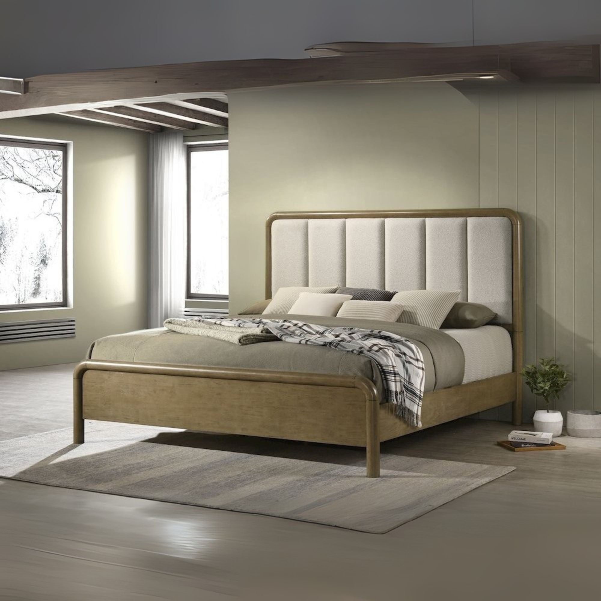 Amsbury 56-inch Upholstered Queen Bed Nutmeg