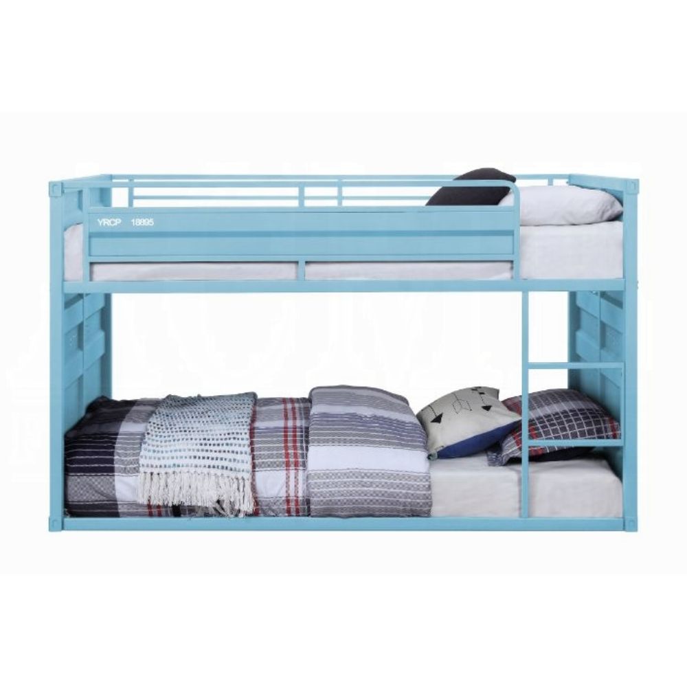 Twin over Twin Gunmetal Metal Bunk Bed  Industrial Style with Ladder
