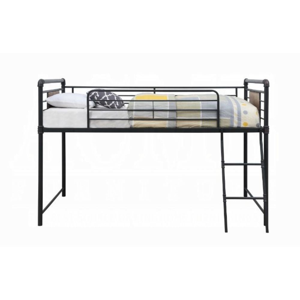 Cordelia Twin Loft Bed w/Slide, Antique Oak, Sandy Black & Dark Bronze Hand-Brushed Finish