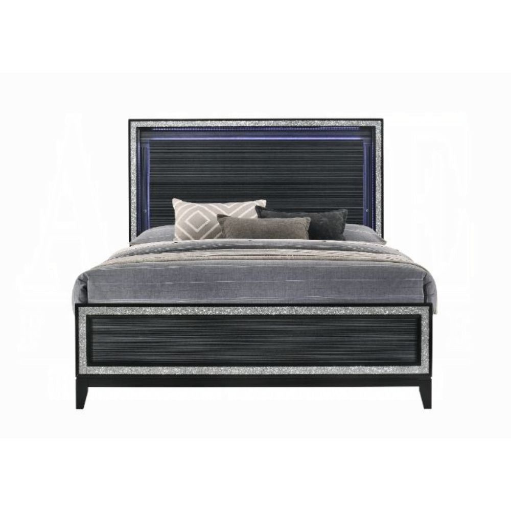 Dean Haiden Queen Wood LED Platform Bed – Classic Modern Design with Illuminated Headboard