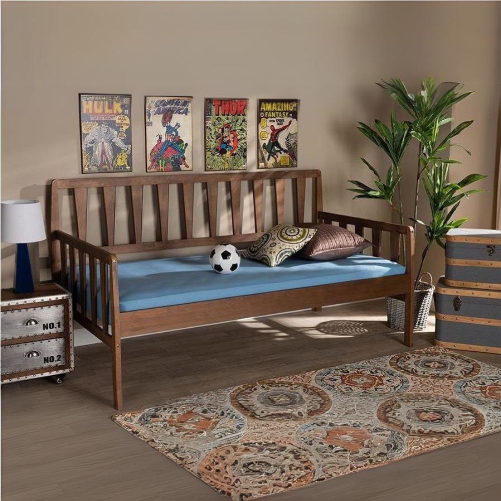 Midori Walnut Brown Finished Wood Twin Size Daybed