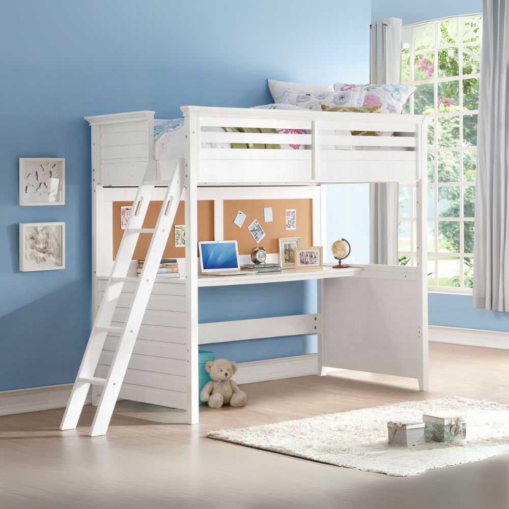 Lacey Twin Loft Bed, White