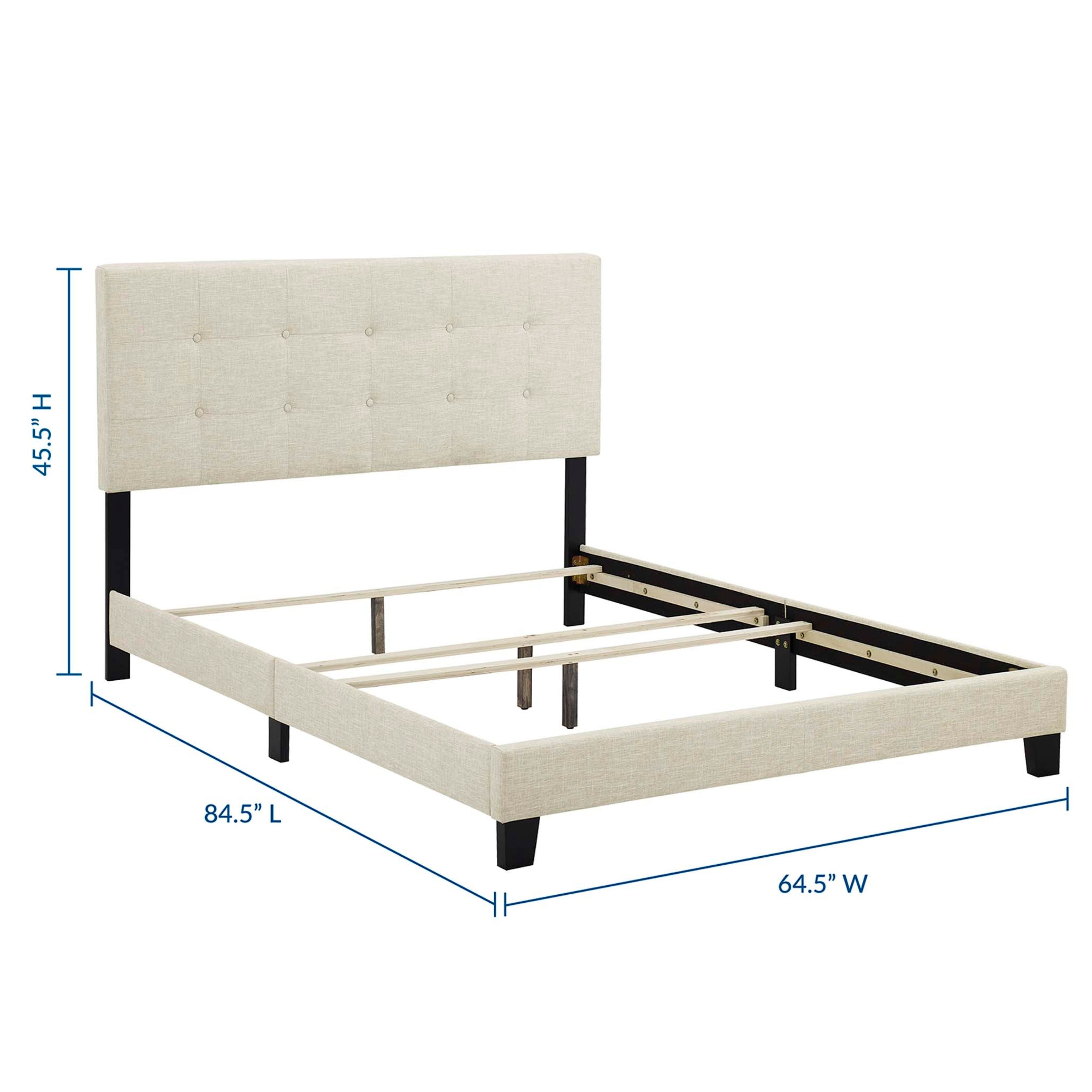 Darian Queen Upholstered Panel Bed – Beige Fabric with Button Tufted Headboard