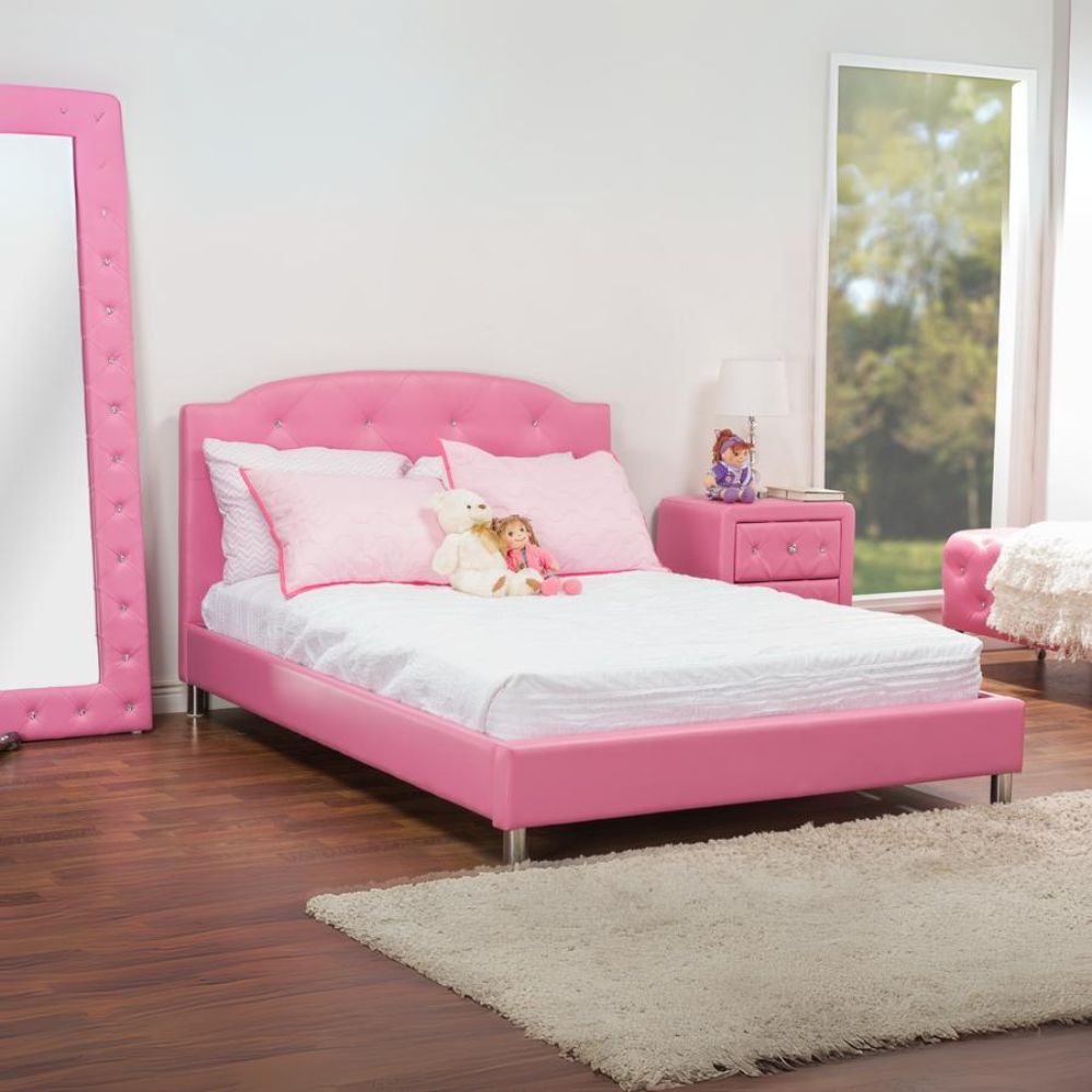 Canterbury Pink Leather Contemporary Full Size Bed