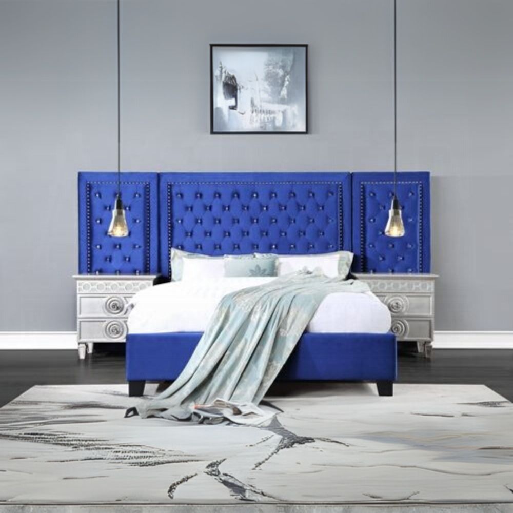 Oxford Damazy Eastern King Faux Leather Bed Sleek Modern Look