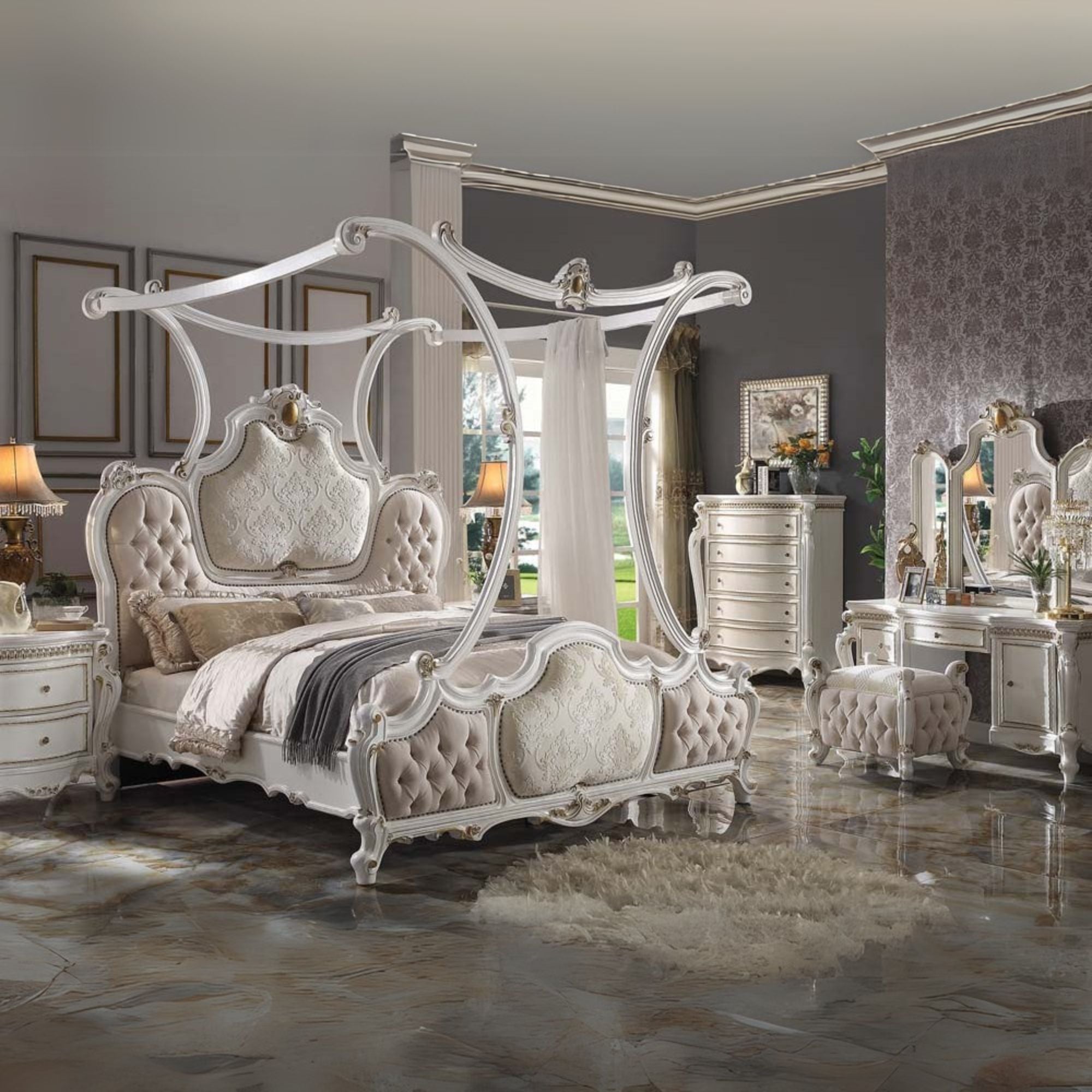 Picardy CK Bed, Fabric & Antique Pearl