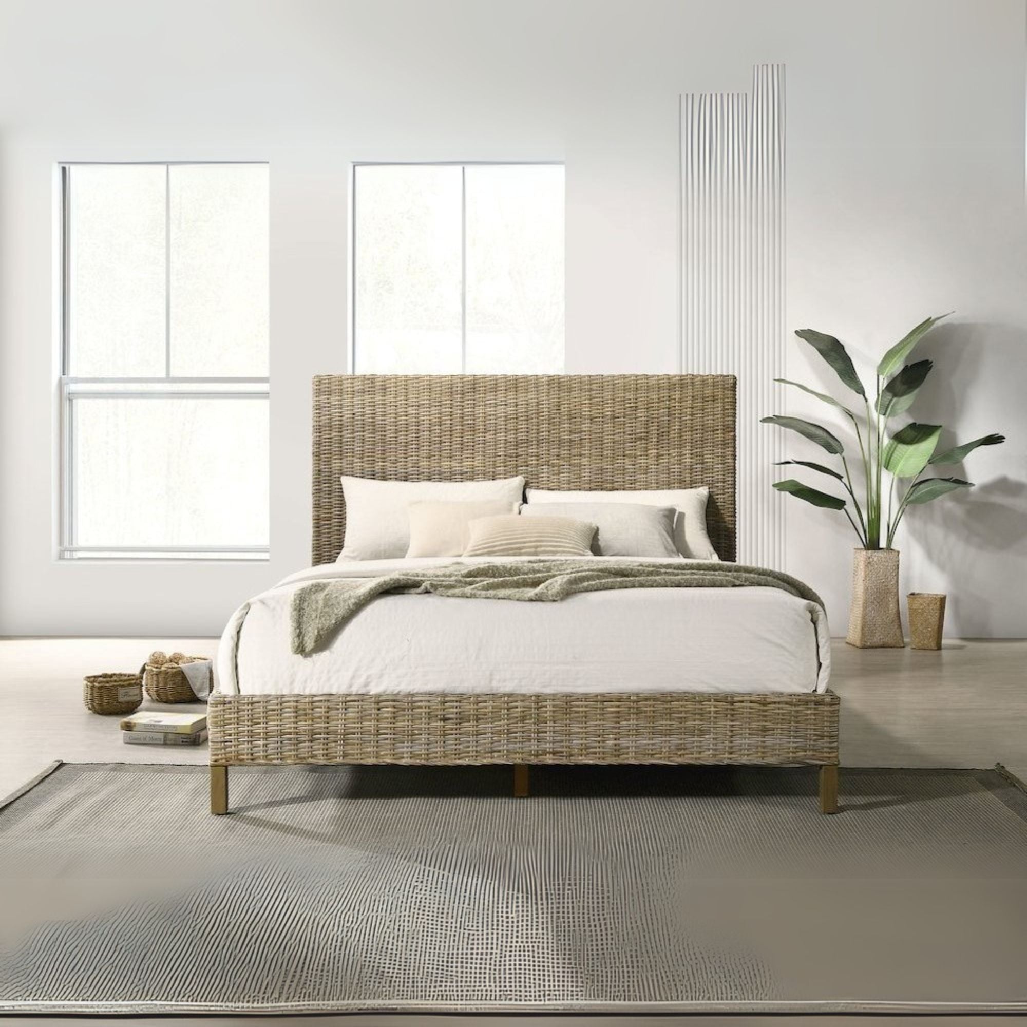 Zyla Wood Queen Panel Bed Kubu Grey