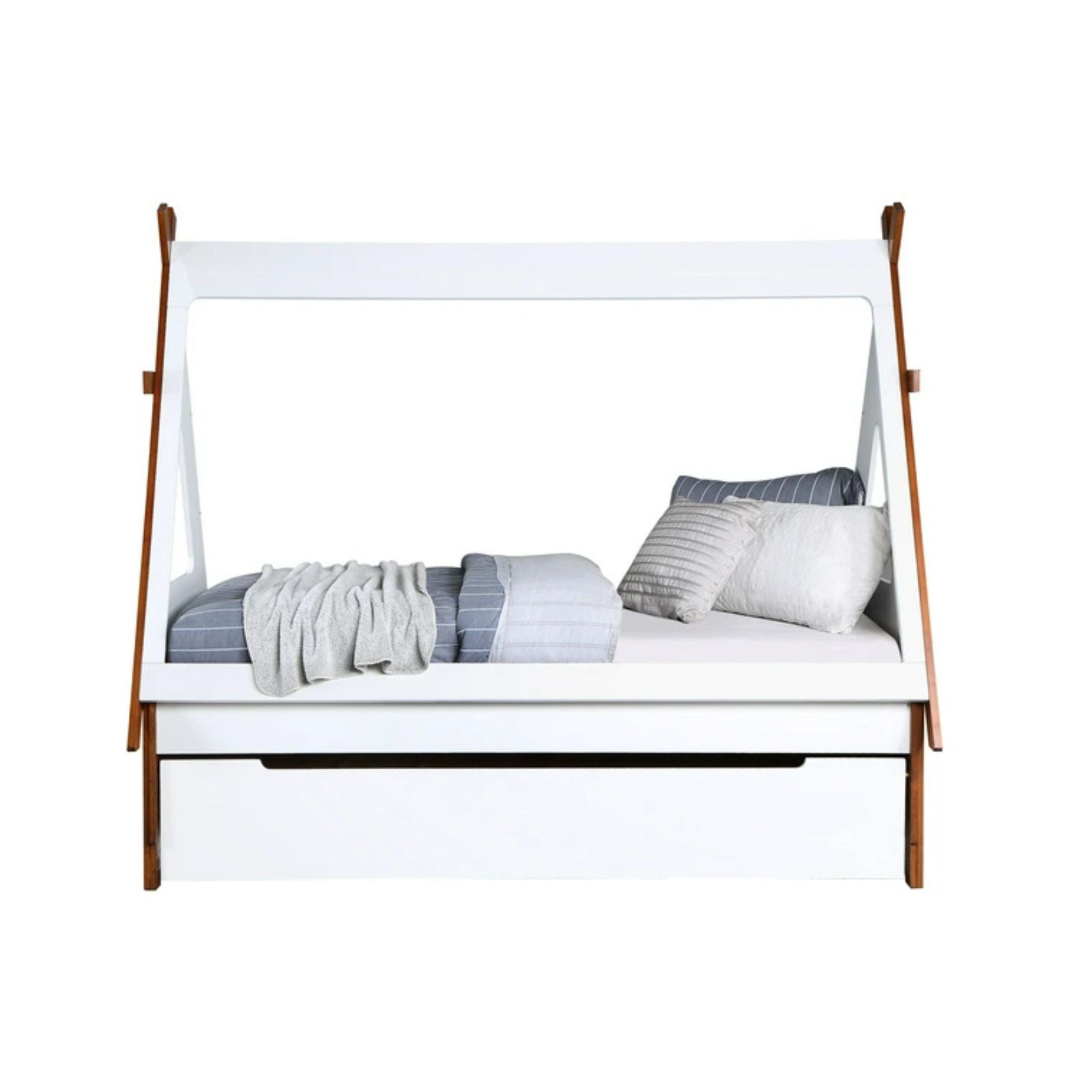 Loreen Twin Bed, Oak & White Finish