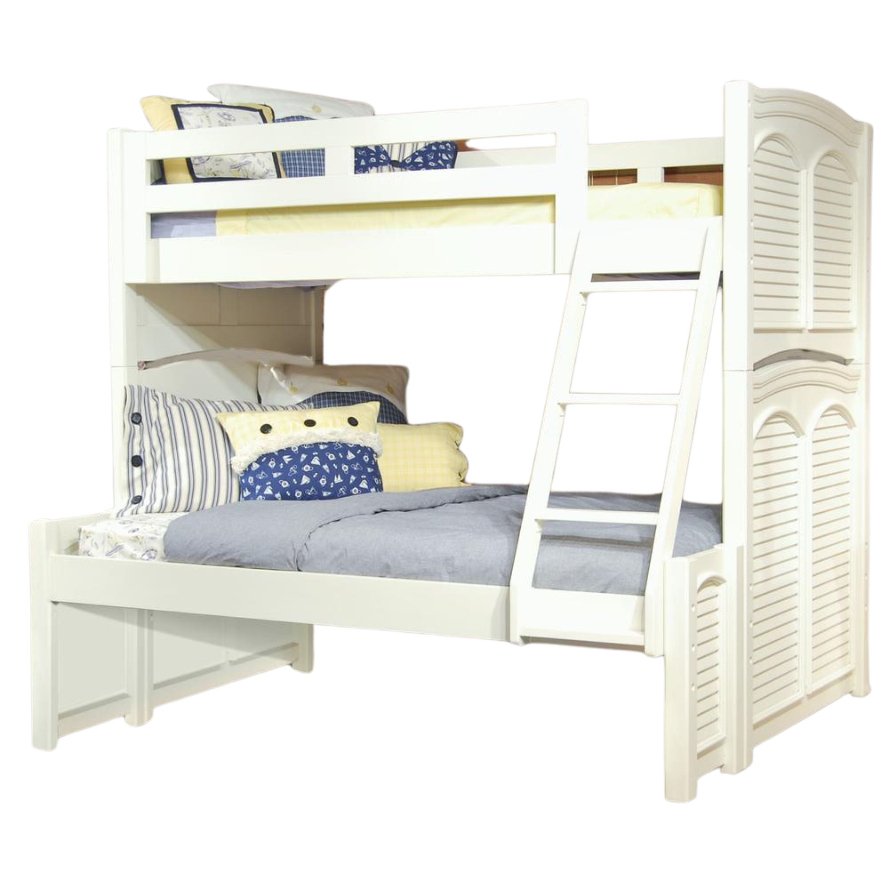 Twin Over Full 3/3 over 4/6 Bunkbed - without trundle - White Cottage