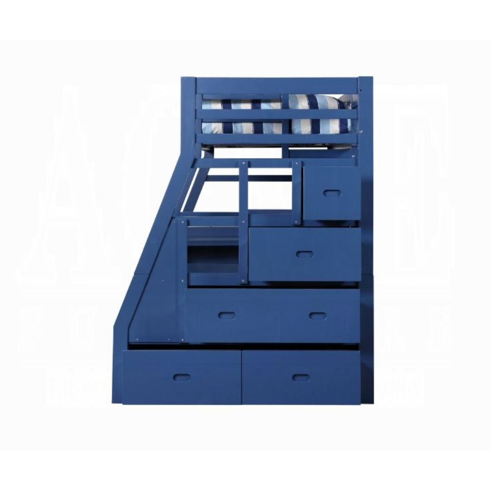 Jason II Twin Loft Bed w/Storage, Navy Blue Finish