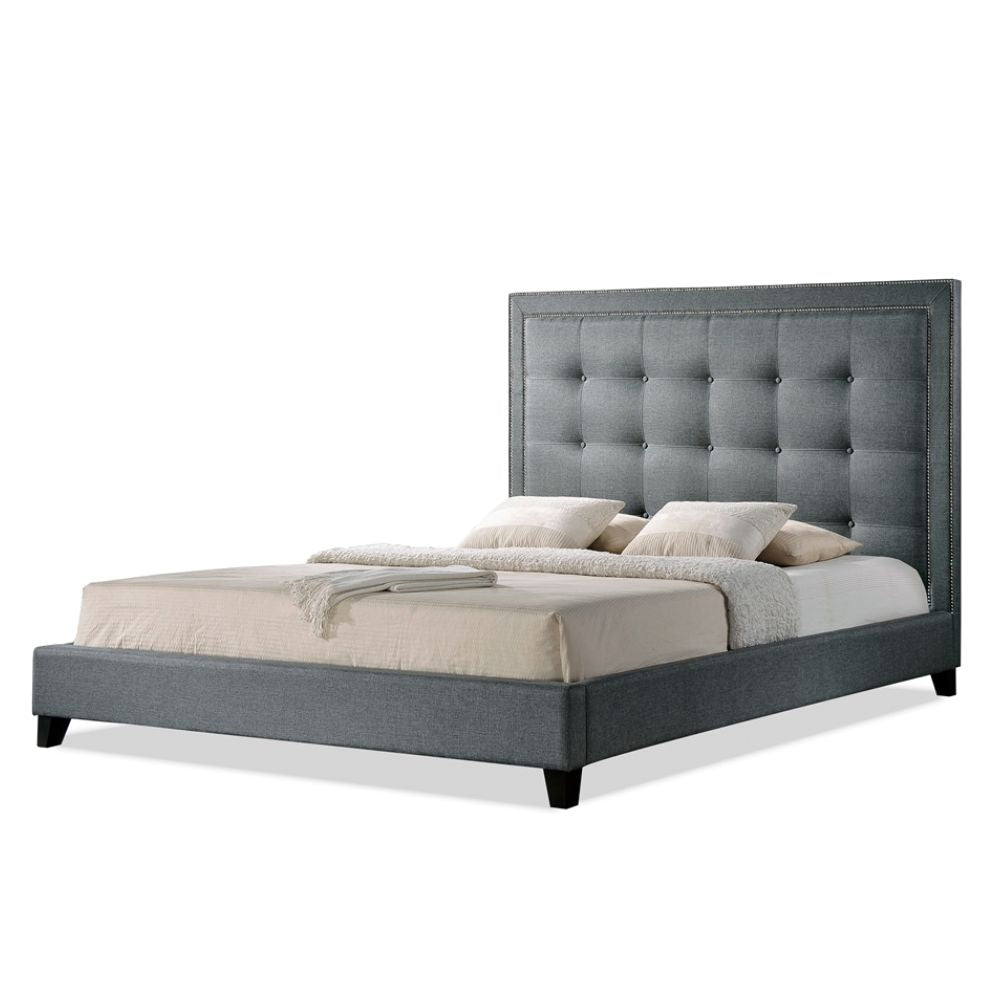 Hirst Light Beige Platform Bed- King Size