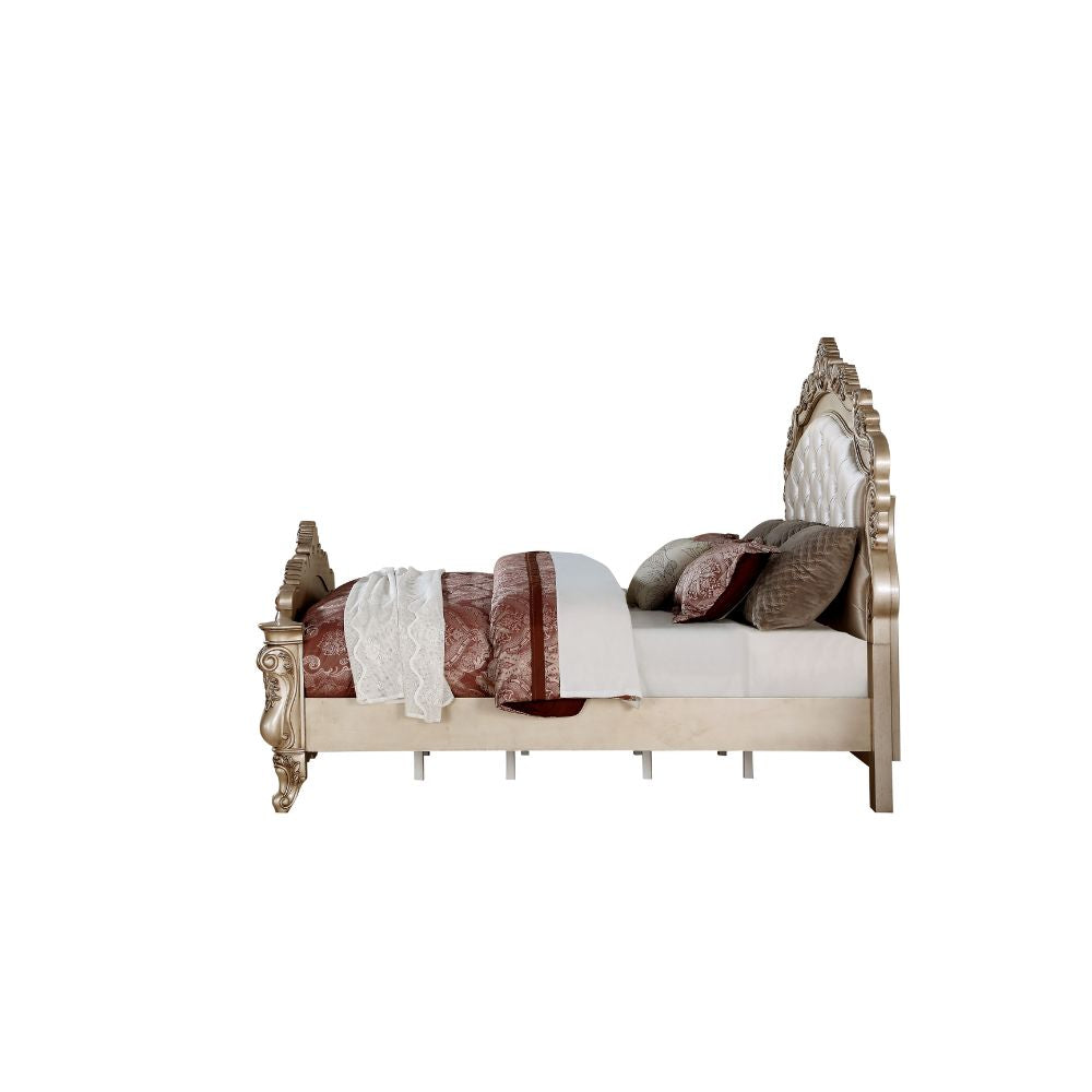 Gorsedd Queen Bed, Fabric & Golden Ivory Finish