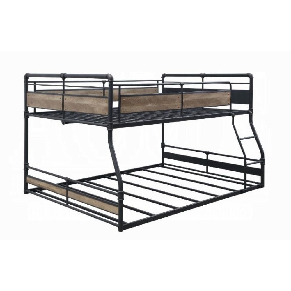 Cordelia Bunk Bed (F/Q), Antique Oak, Sandy Black & Dark Bronze Hand-Brushed Finish