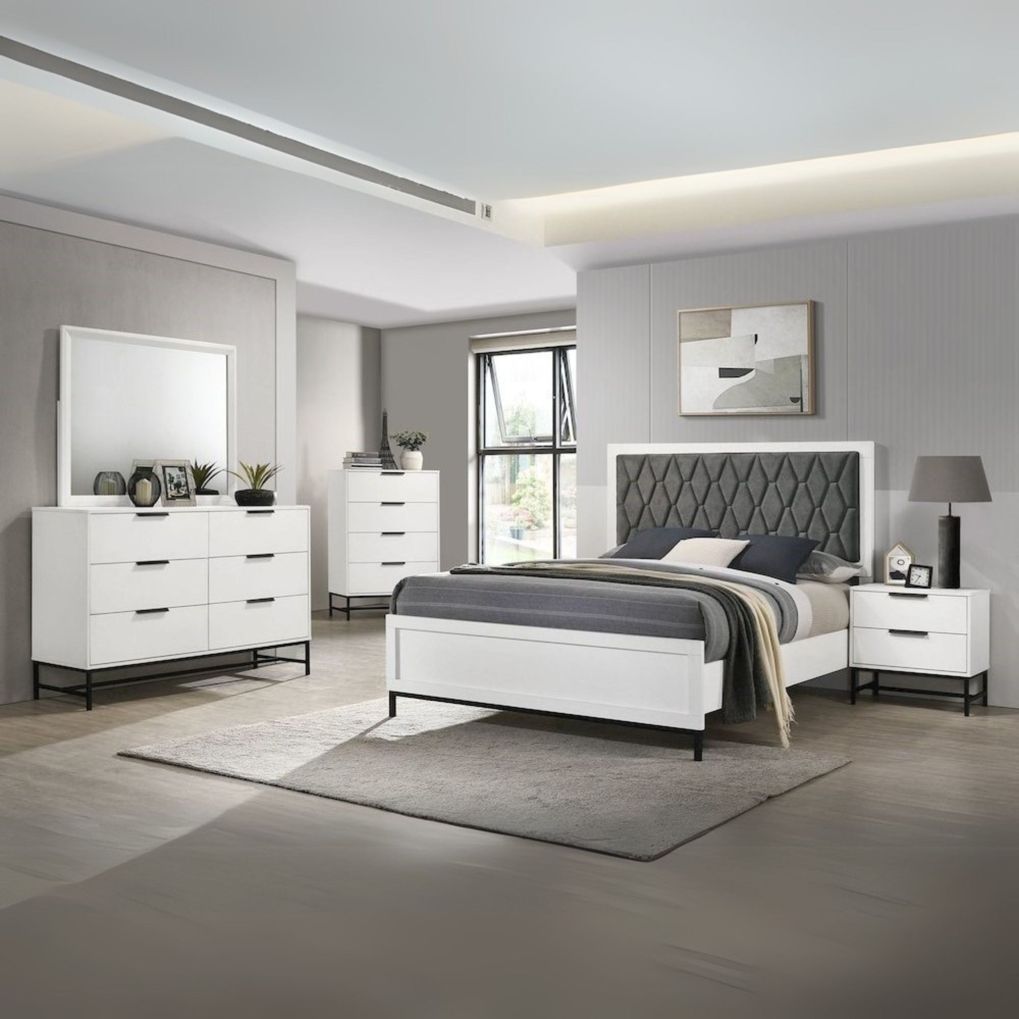 Sonora Eastern King Upholstered Panel Bed White