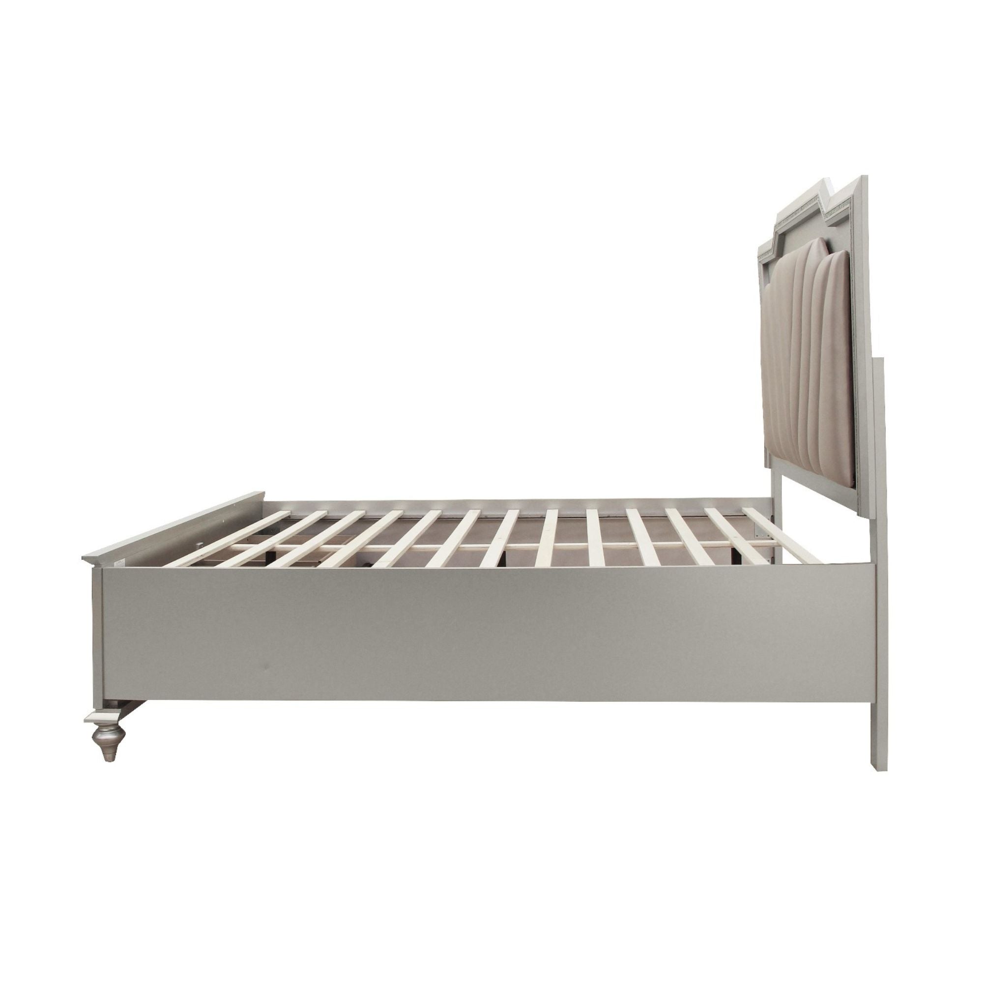 Kaitlyn CK Bed w/Storage & LED, Synthetic Leather & Champagne