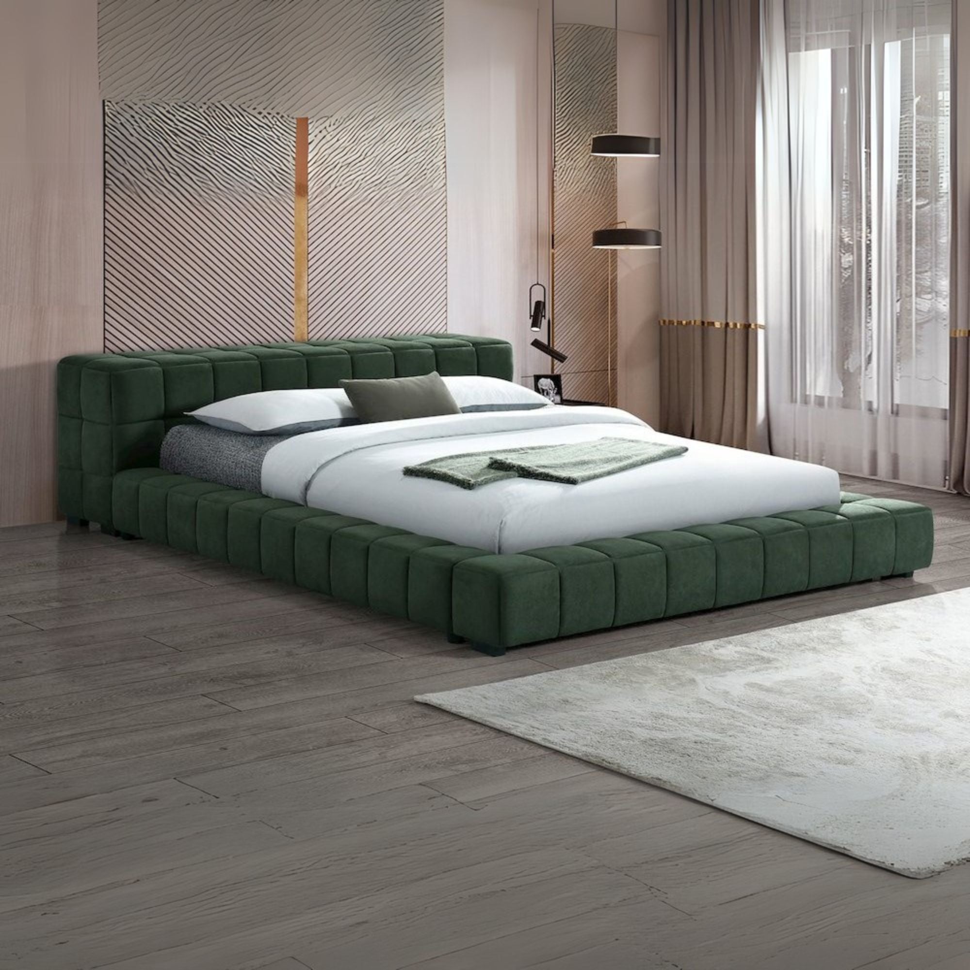 Trinity Upholstered Full Platform Bed Spruce