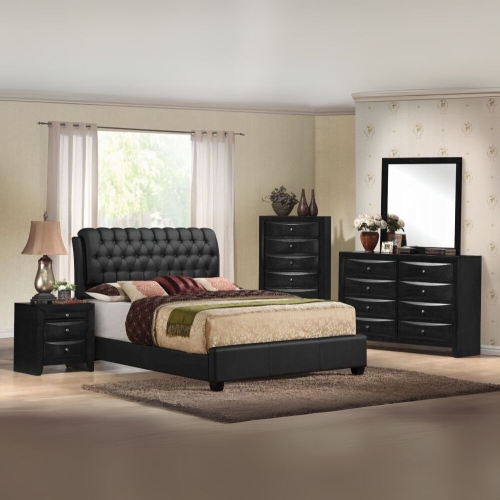 Lumen Ireland II Eastern King Size Bed Black Finish – Modern Wood Frame & Upholstered Headboard