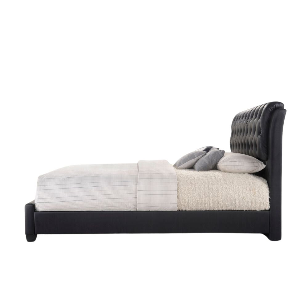 Lumen Ireland II Eastern King Size Bed Black Finish – Modern Wood Frame & Upholstered Headboard