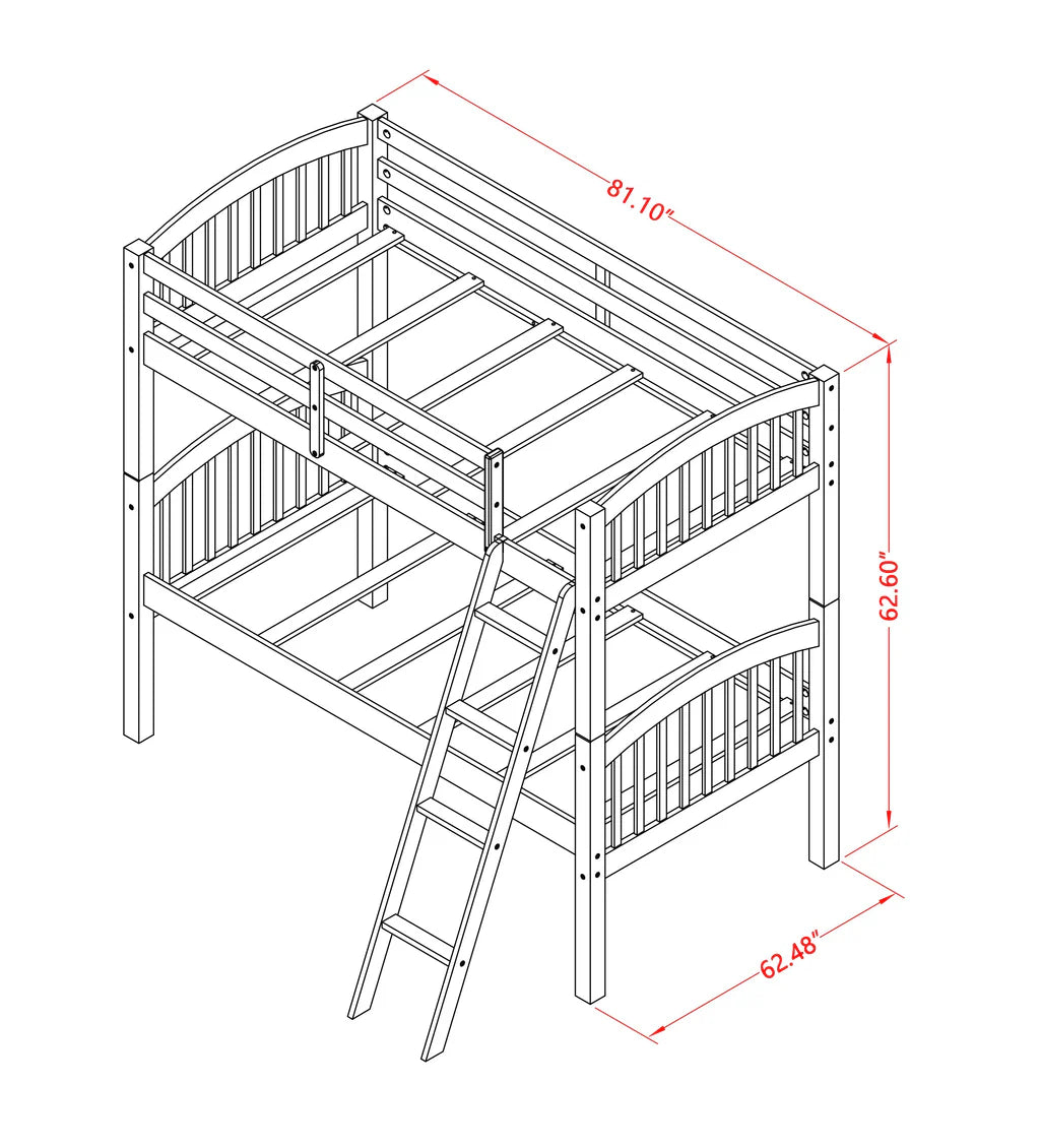 Verona Twin Bunk Bed in White Finish