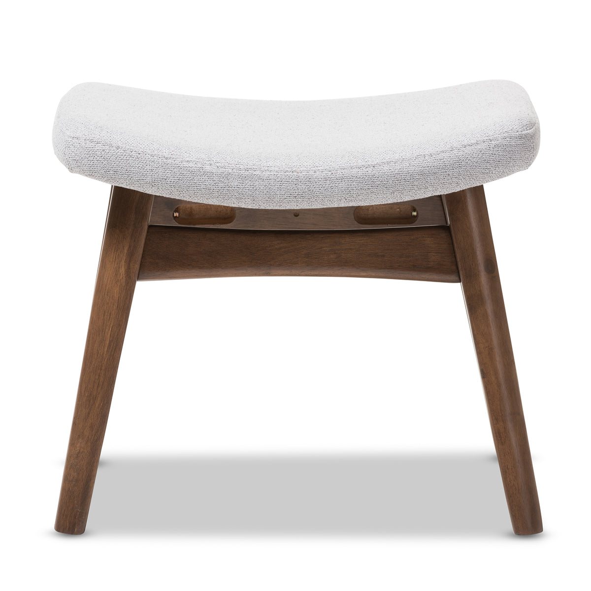 Vera Mid-Century Modern Light Grey Fabric Upholstered Ottoman