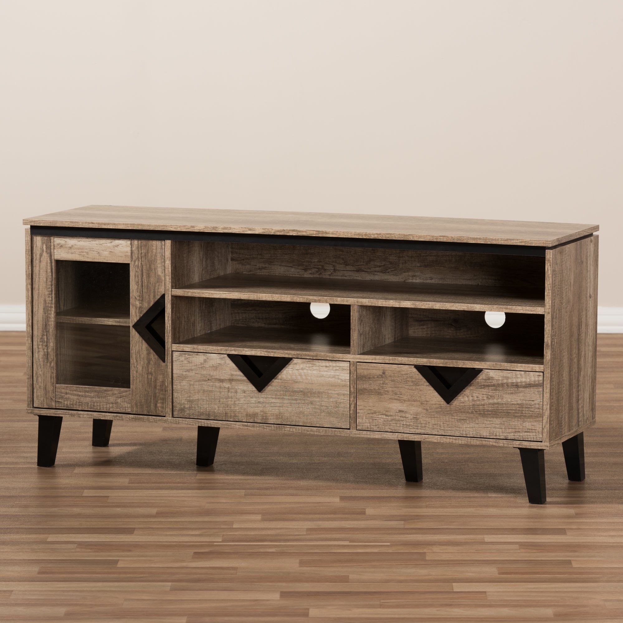 Cardiff Modern and Contemporary Light Brown Wood 55-Inch TV Stand