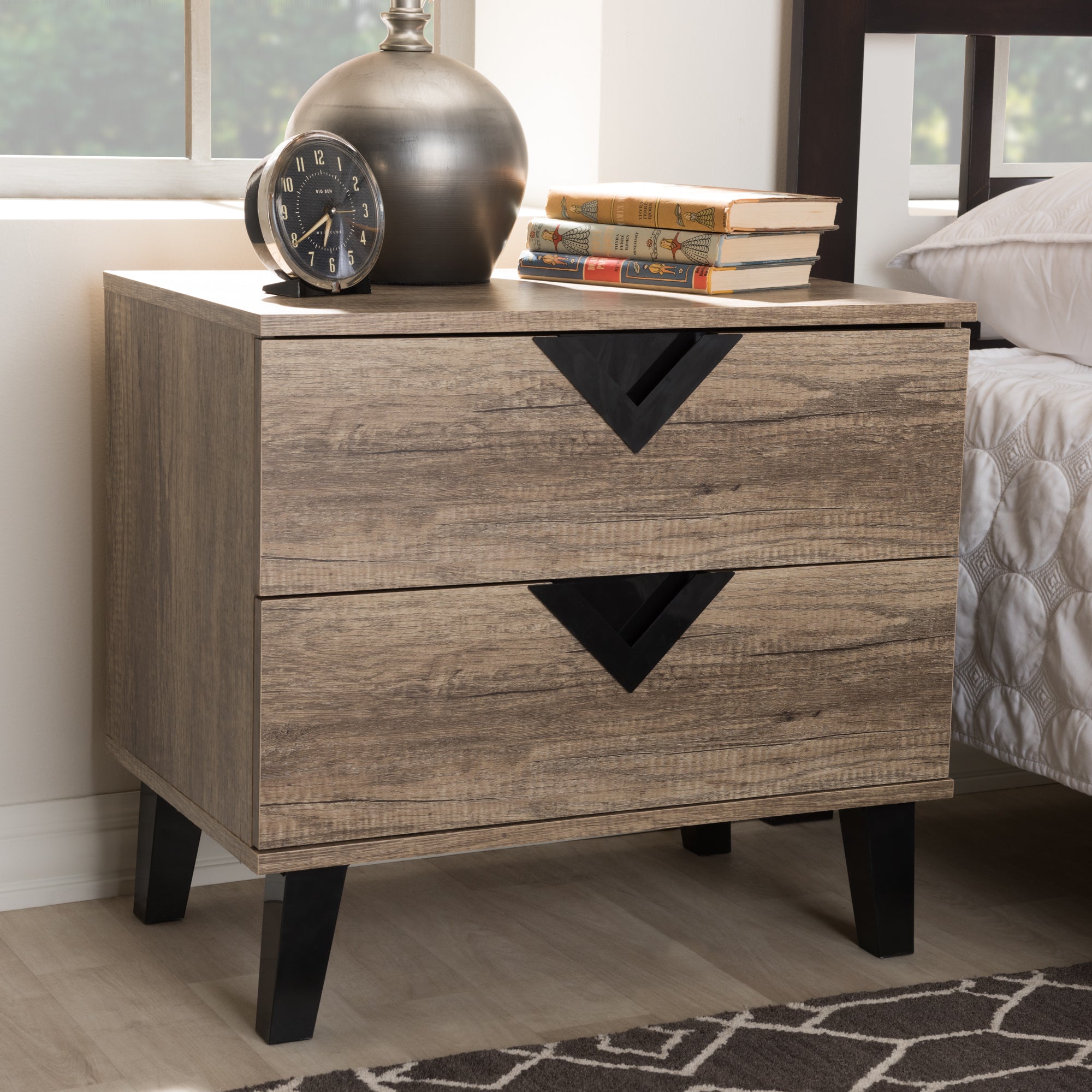 Swanson Modern and Contemporary Light Brown Wood 2-Drawer Nightstand
