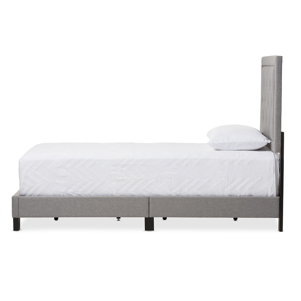 Paris Modern And Contemporary Grey Fabric Upholstered Twin Size Tufting Bed
