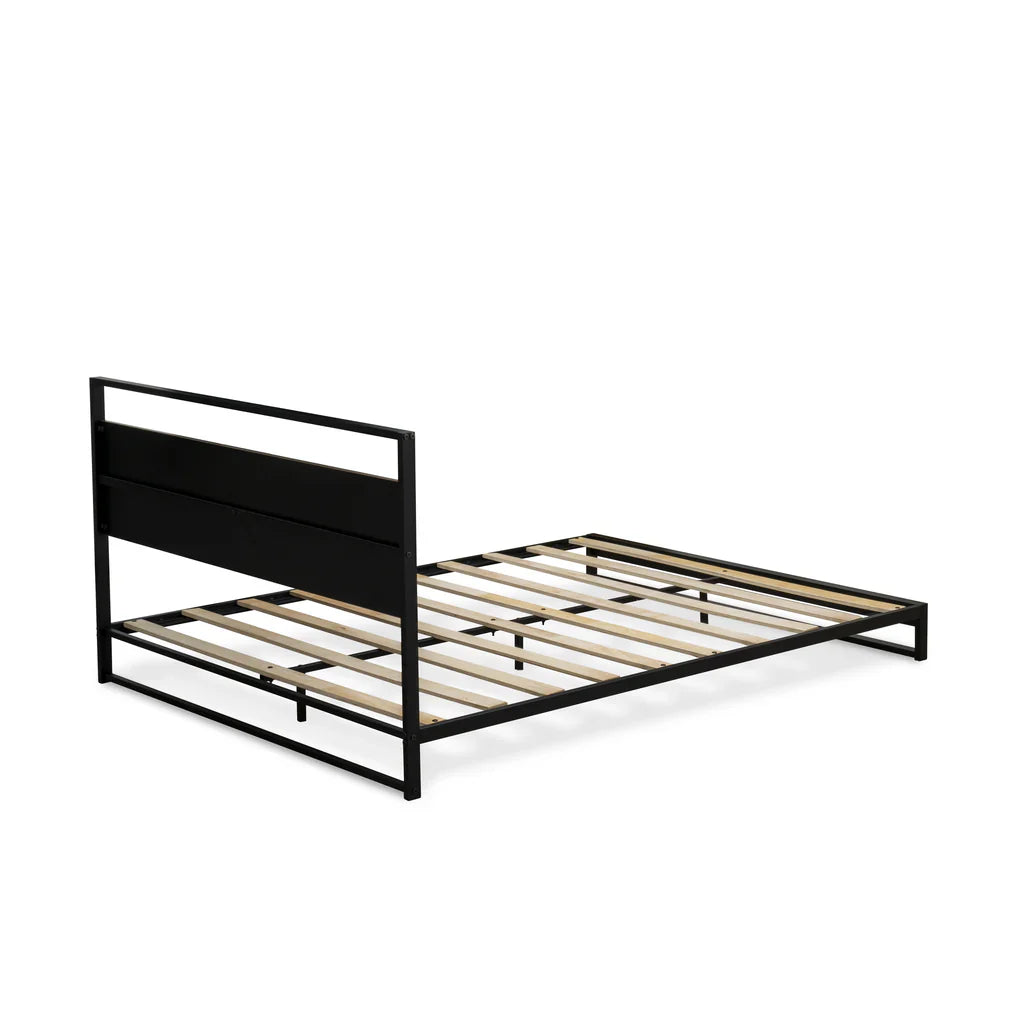 Rowan Wilson Queen Engineered Wood Platform Bed  Black & Weathered Wood Low Profile Frame
