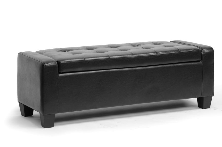 Baxton Studio Manchester Black Ottoman