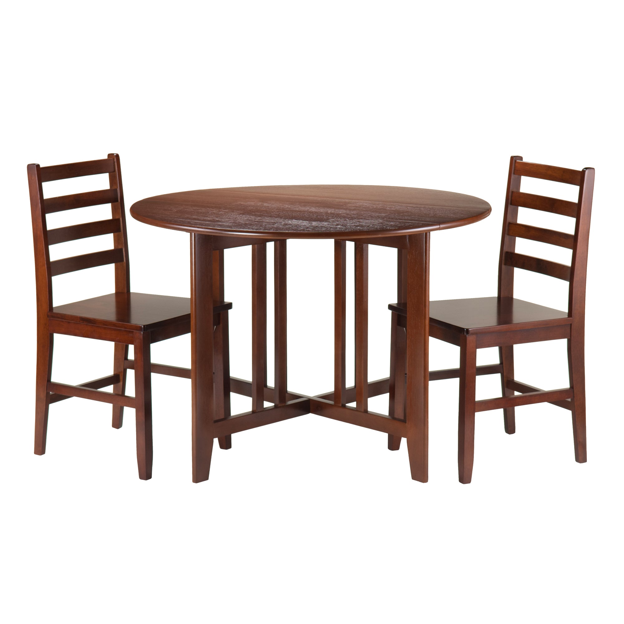 Alamo 3-Pc Drop Leaf Table with Ladder-back Chairs, in Walnut