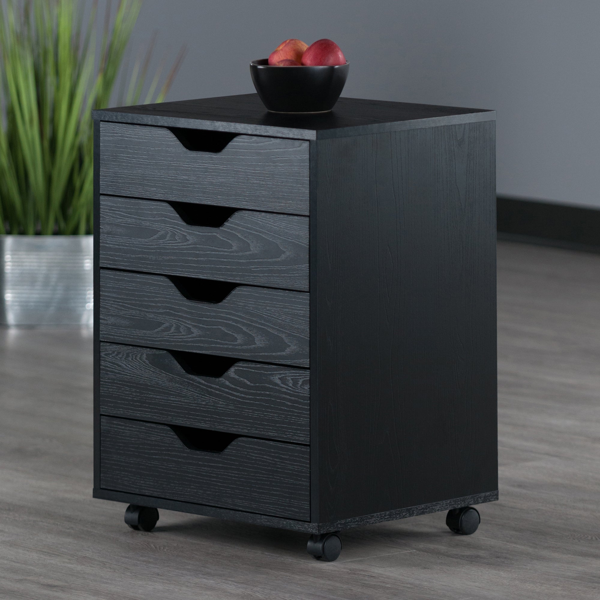 Halifax 5-Drawer Mobile Cabinet, Black
