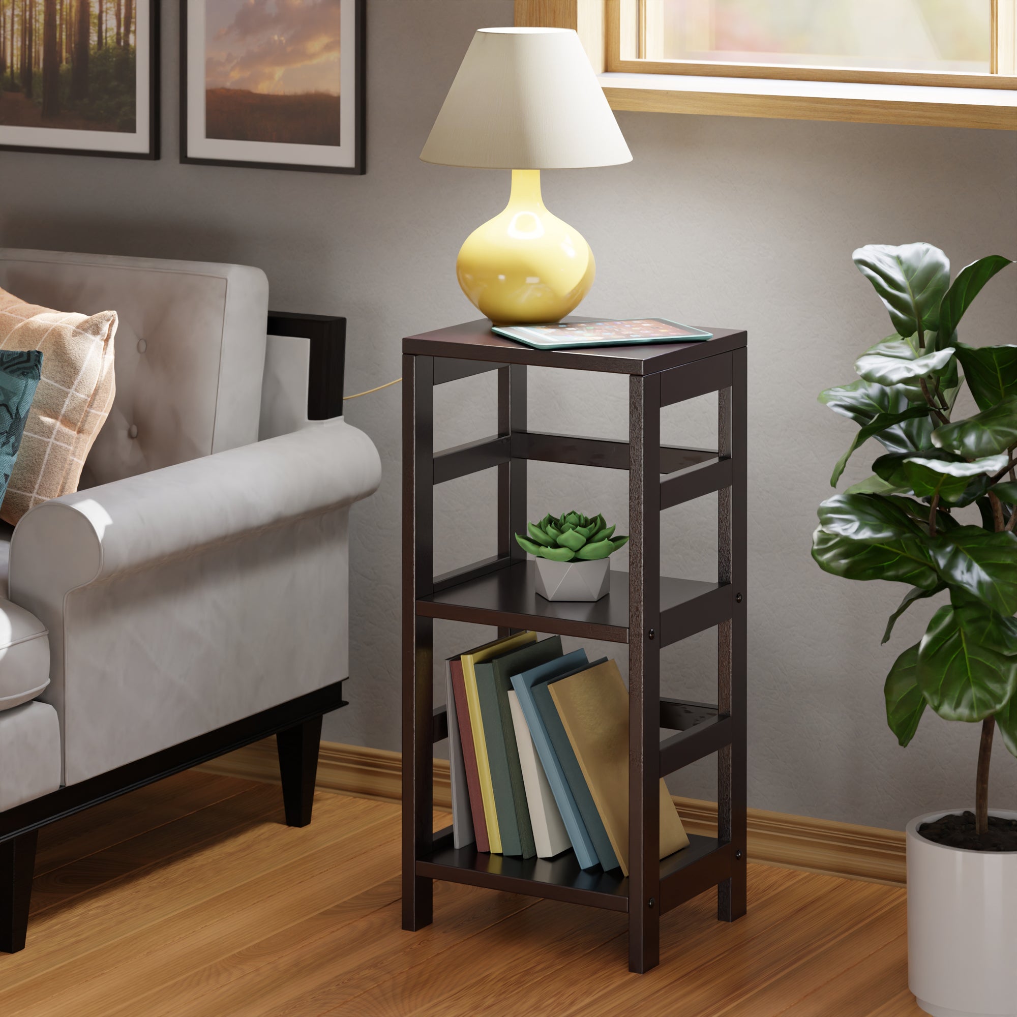 Leo 2-Tier Storage Shelf, Espresso