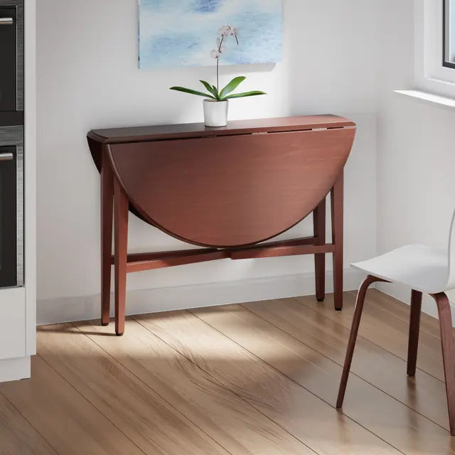 Hannah Double Drop Leaf Round Dining Table, Walnut