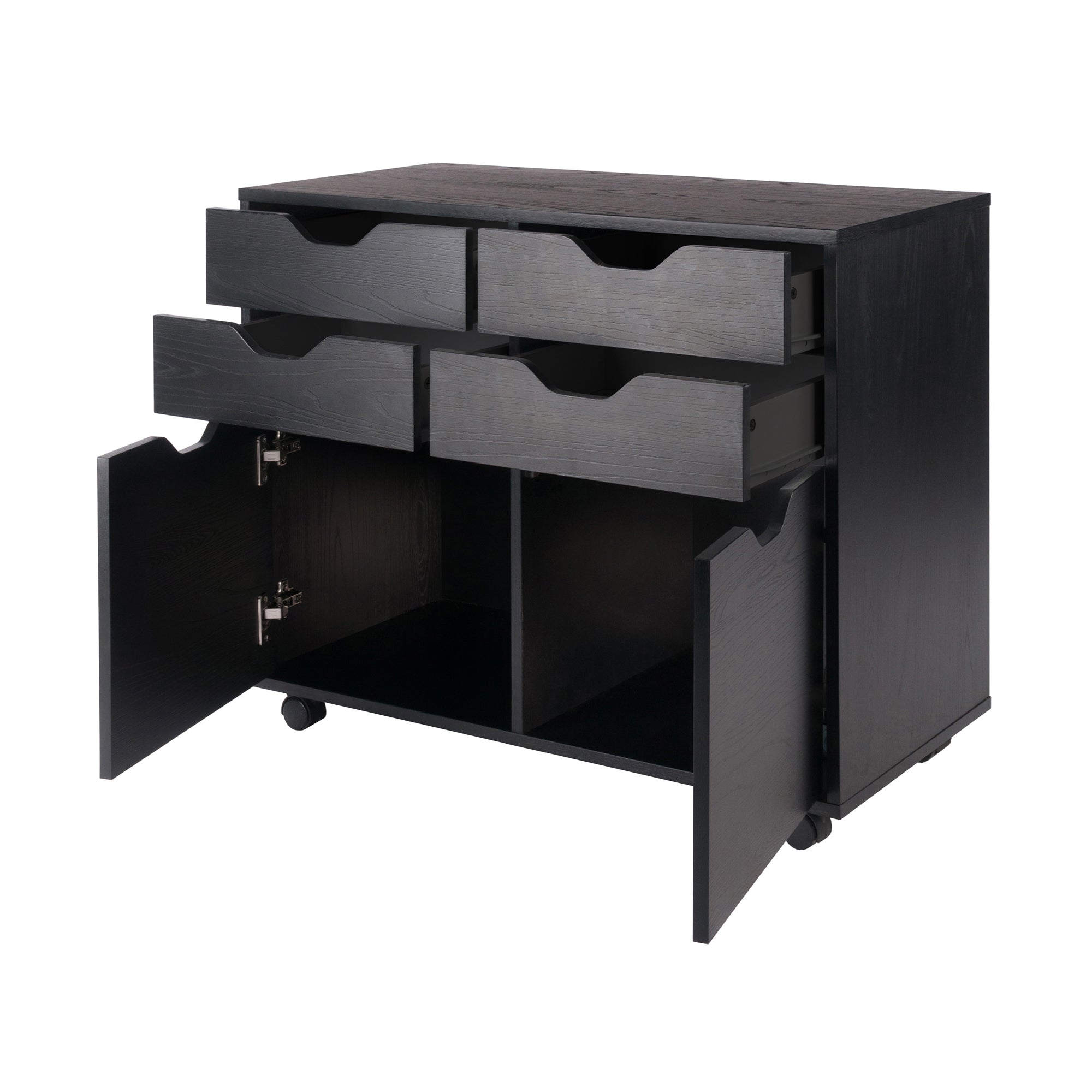 Halifax 2-Door, 4-Drawer Mobile Cabinet, Black
