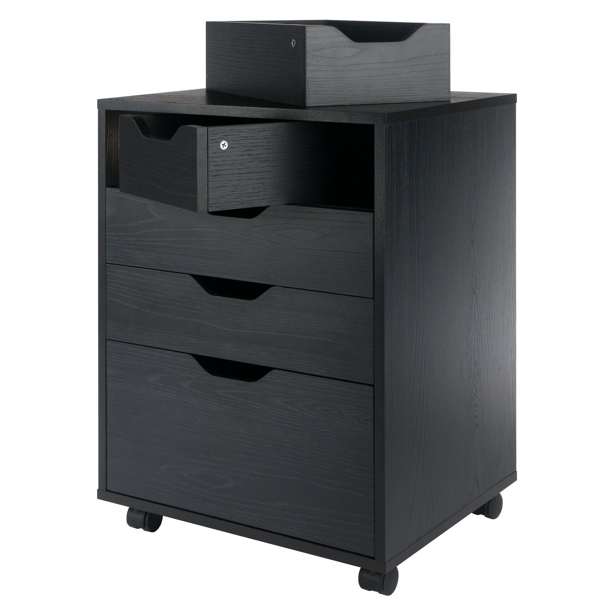 Halifax Bins & Drawers Storage Mobile Cabinet, Black